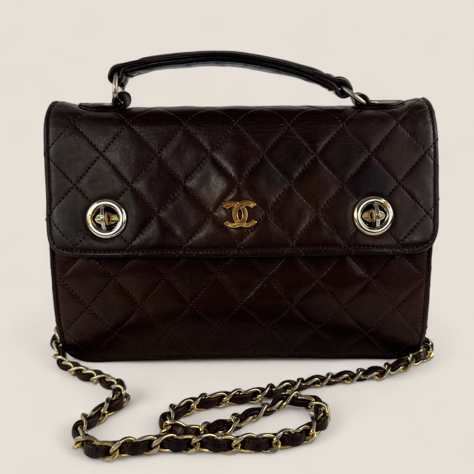 Chanel double turn-lock shoulder bag - pre-owned