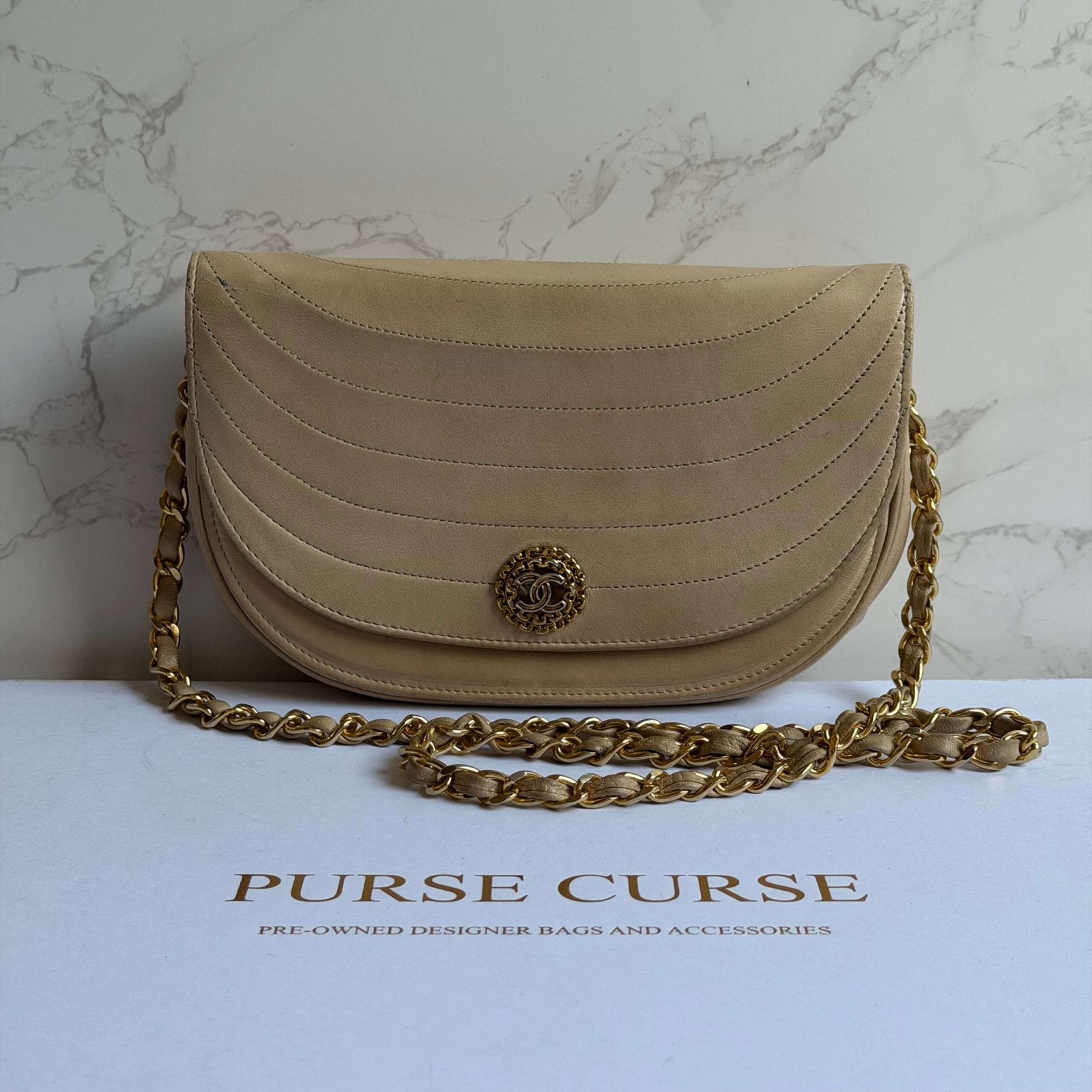 Chanel half moon flap beige - pre-owned