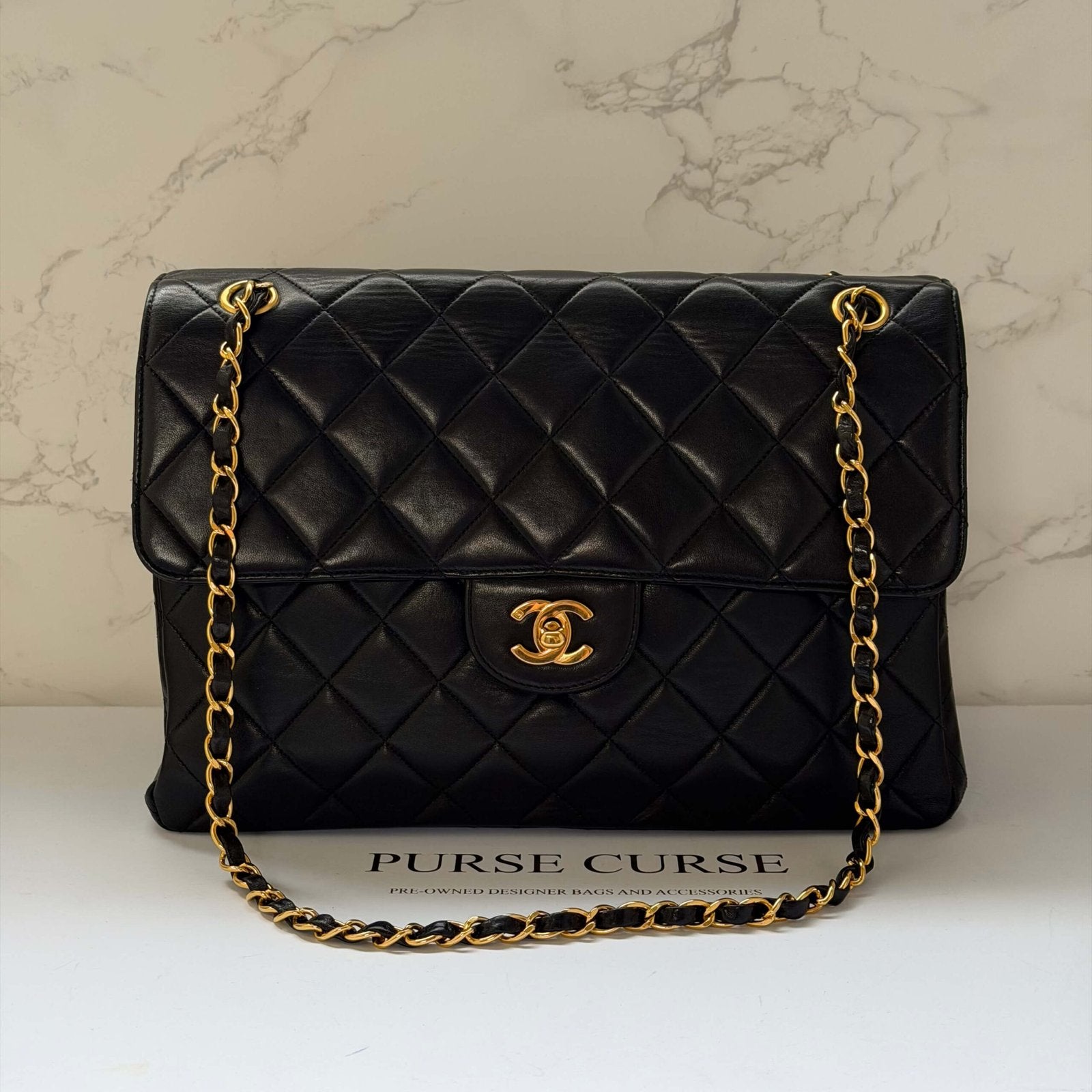 Chanel Jumbo double sided flap bag black lambskin<br>