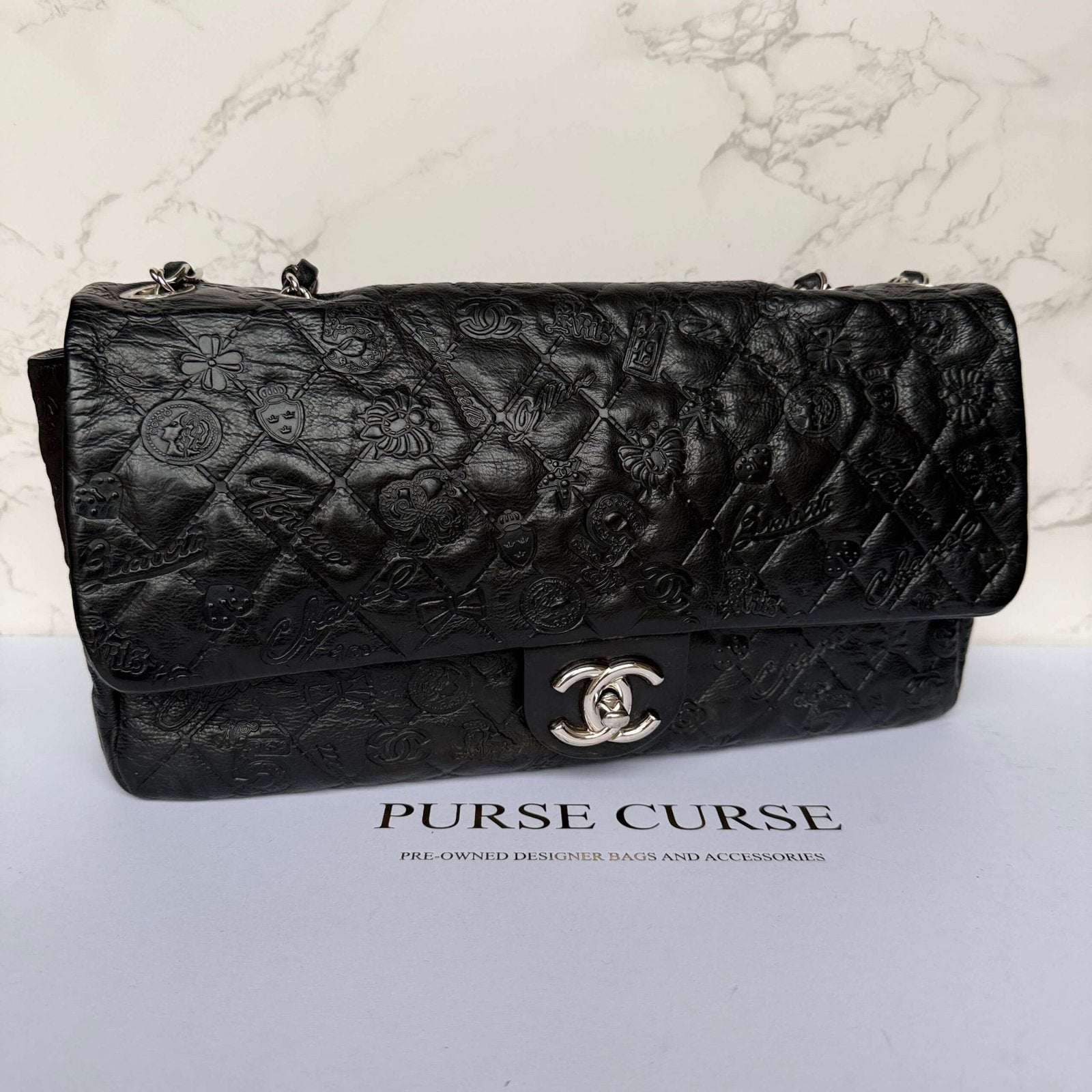 Chanel jumbo lucky symbols leerstructuur close up