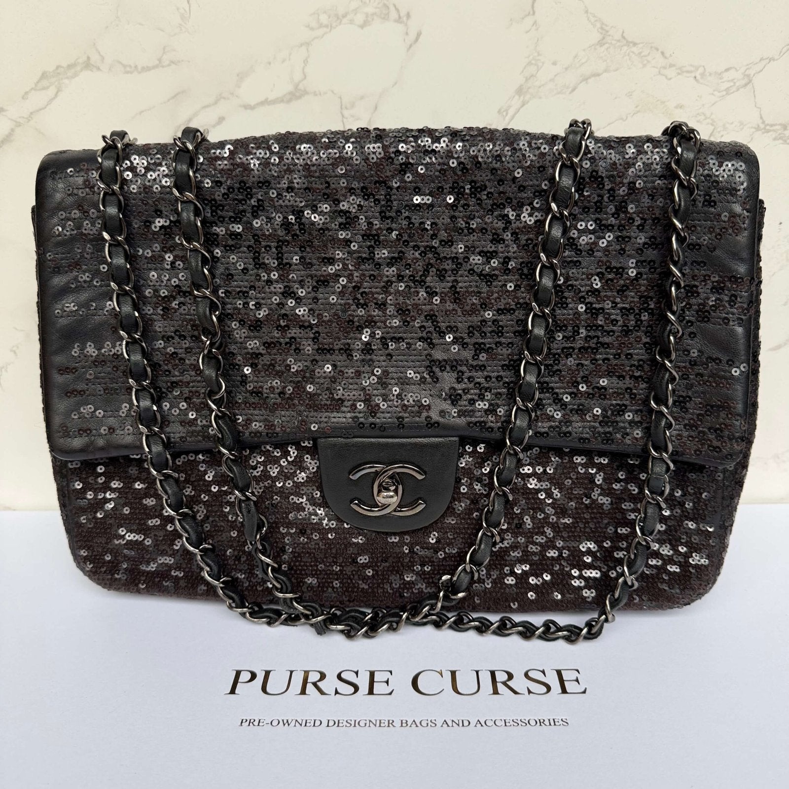 Chanel jumbo sequined moonlight on water flap
