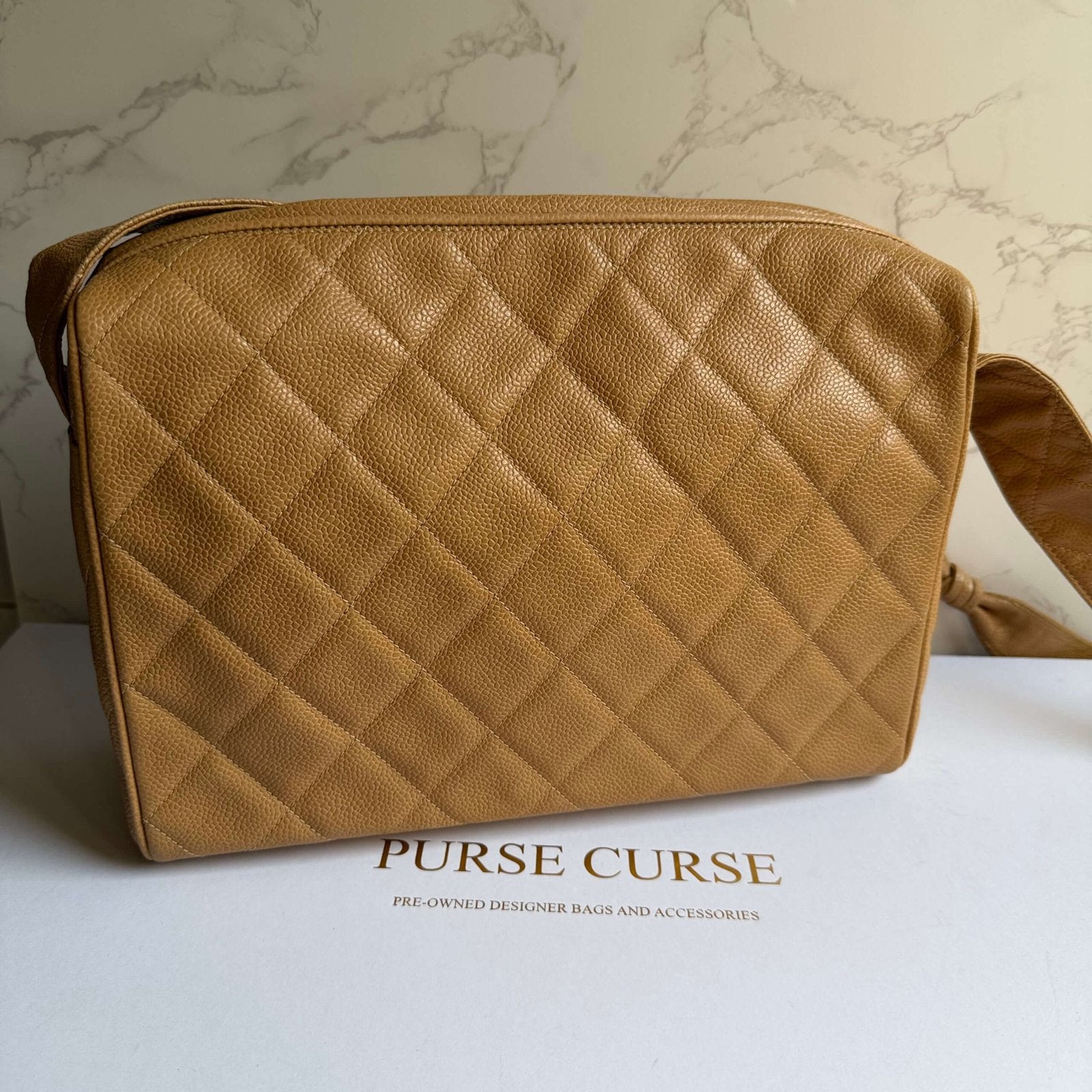 Chanel klassieke caviar camera bag beige