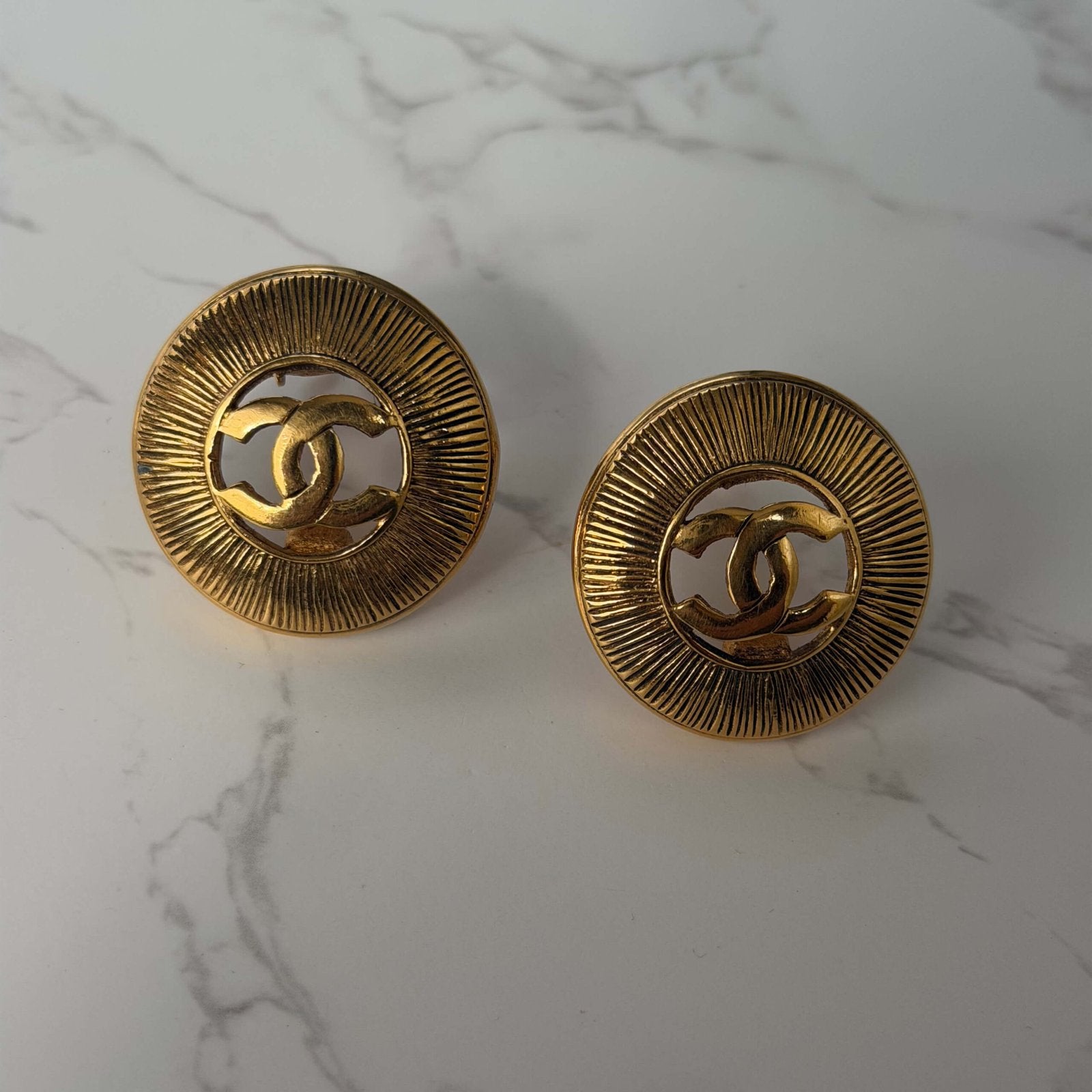 Chanel earrings 24k gold plated clip on