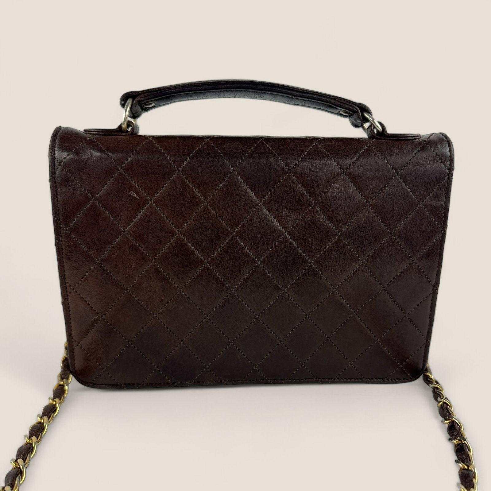 Chanel pre-owned double turnlock bag with top handle briefcase