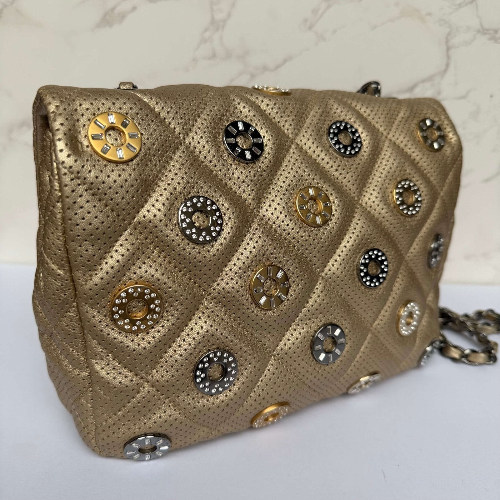 Chanel rare runway flap gold