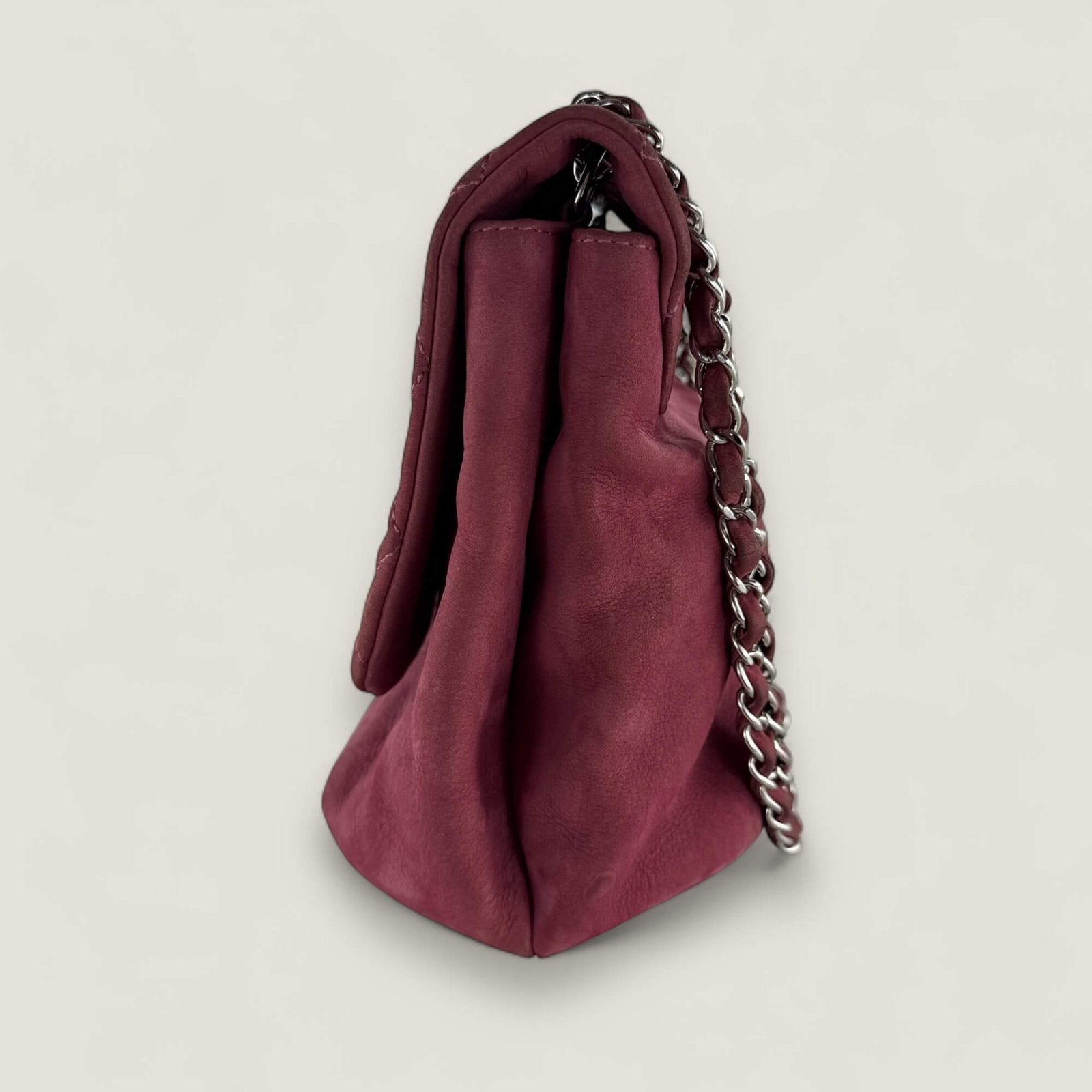 Chanel schoudertas roze leer - zijkant