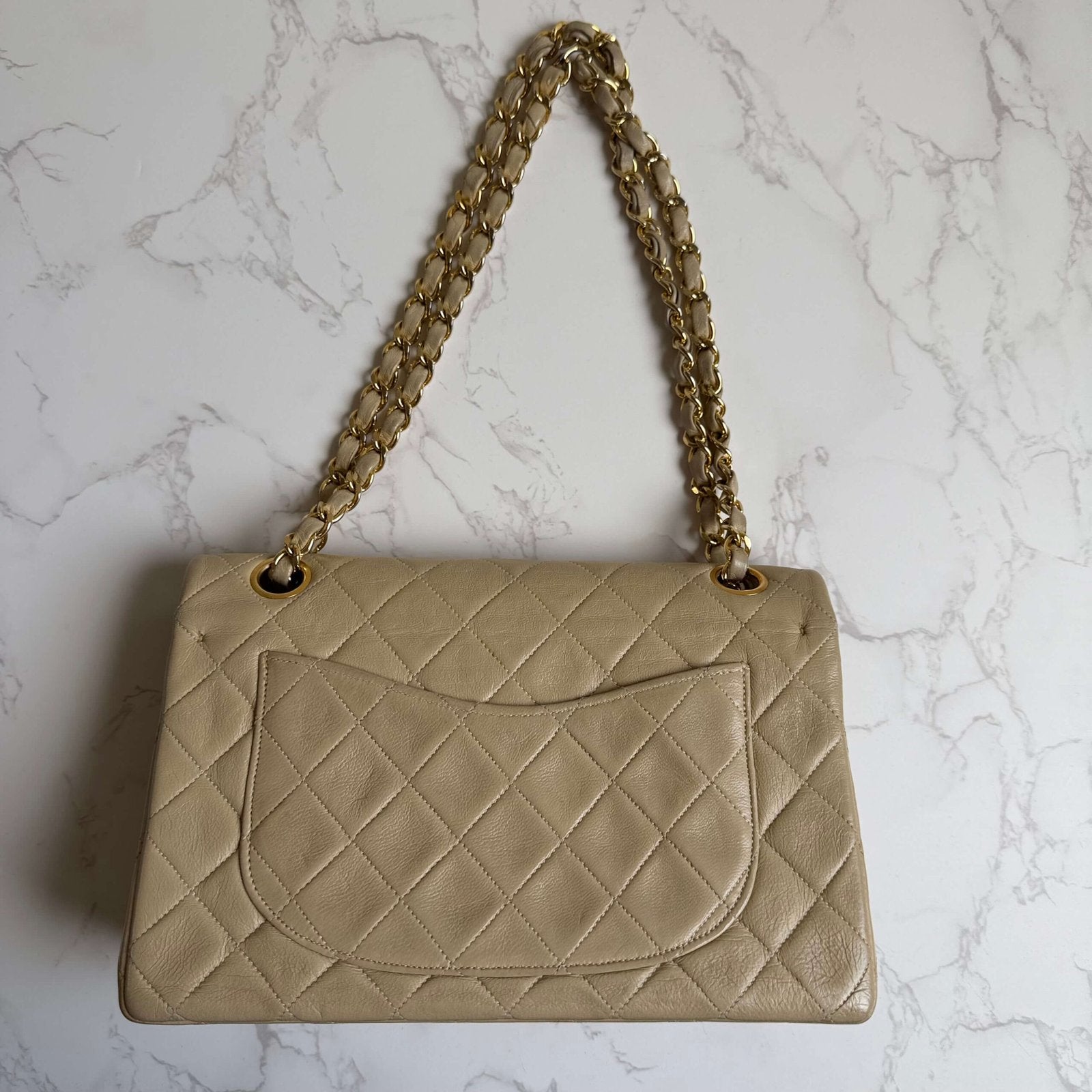 Chanel small flap bag beige lambskin