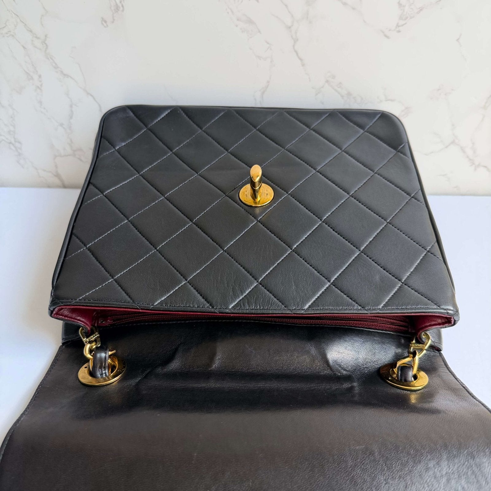 Chanel bag 1994–1996 hardware detail 24k gold plated