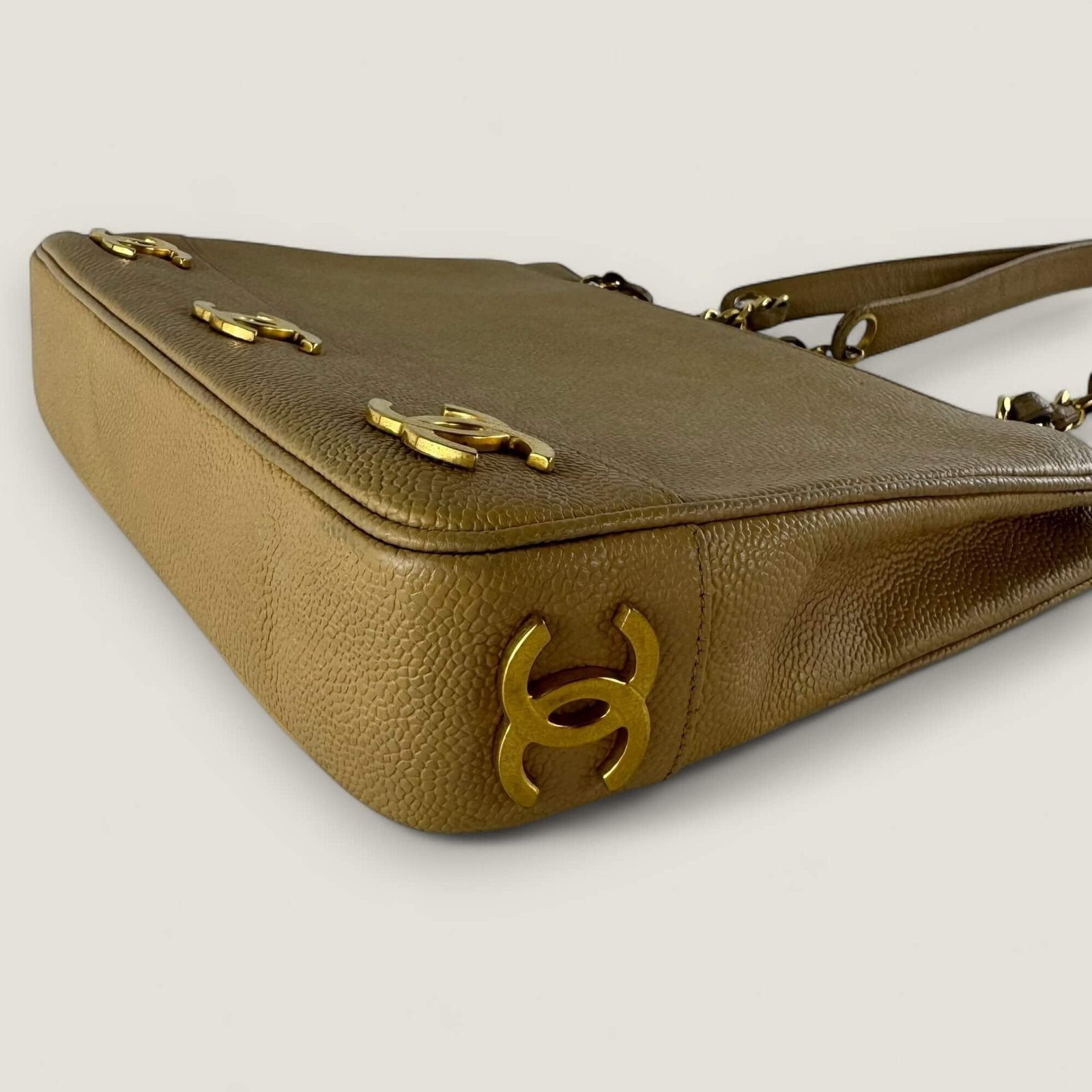 Chanel triple CC logo 24k goldplated