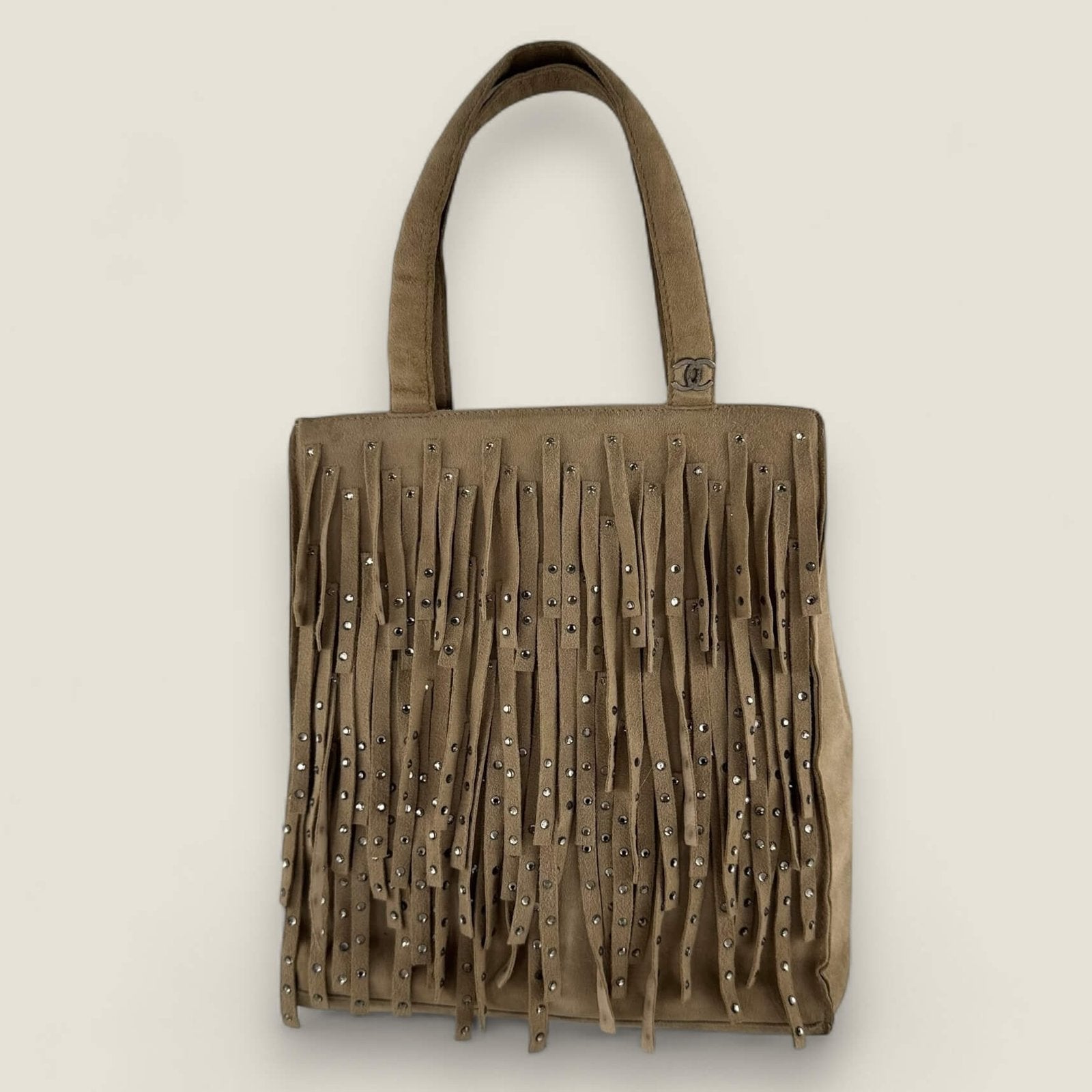Chanel fringe mini tote beige