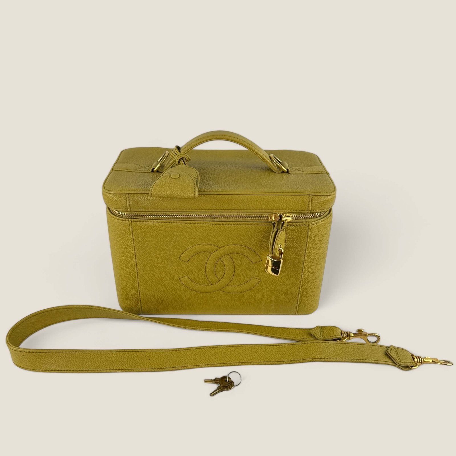 Chanel vanity bag with shoulder strap, padlock and keys