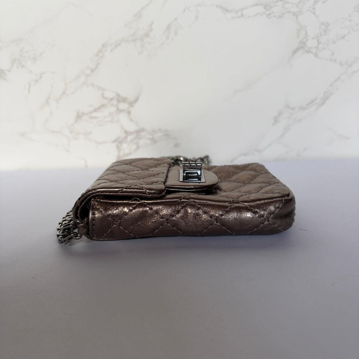 Chanel Bronze colour matelassé leather cell-phone holder