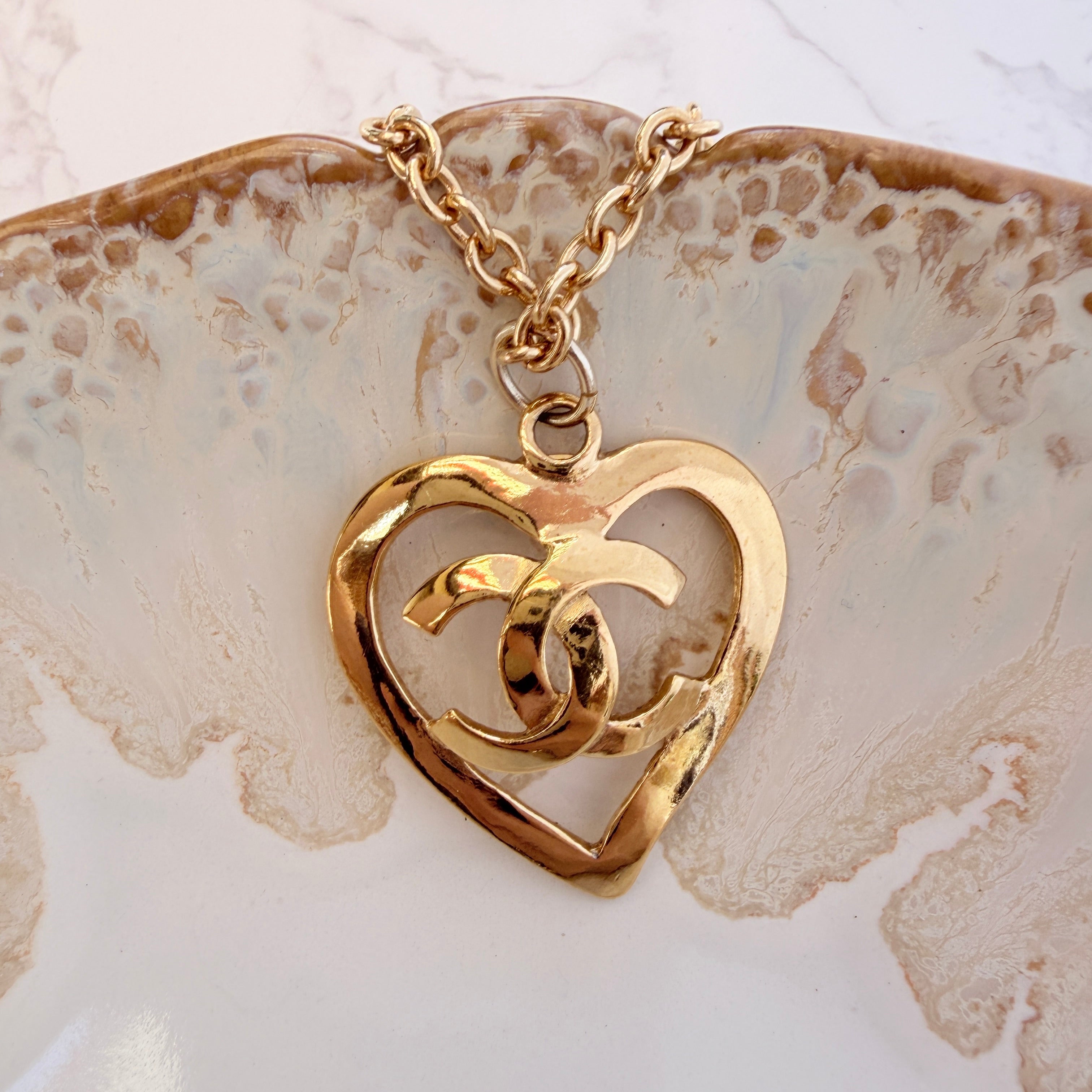 Chanel vintage CC hart ketting 1995 Barbie collectie 24k verguld