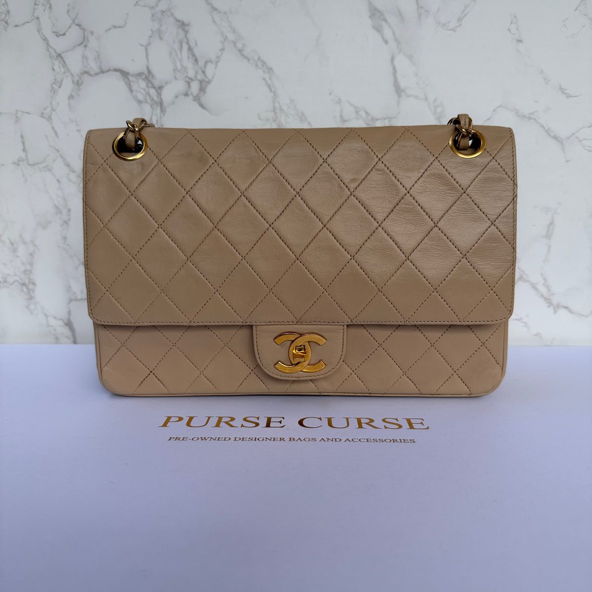 Chanel vintage classic flap beige