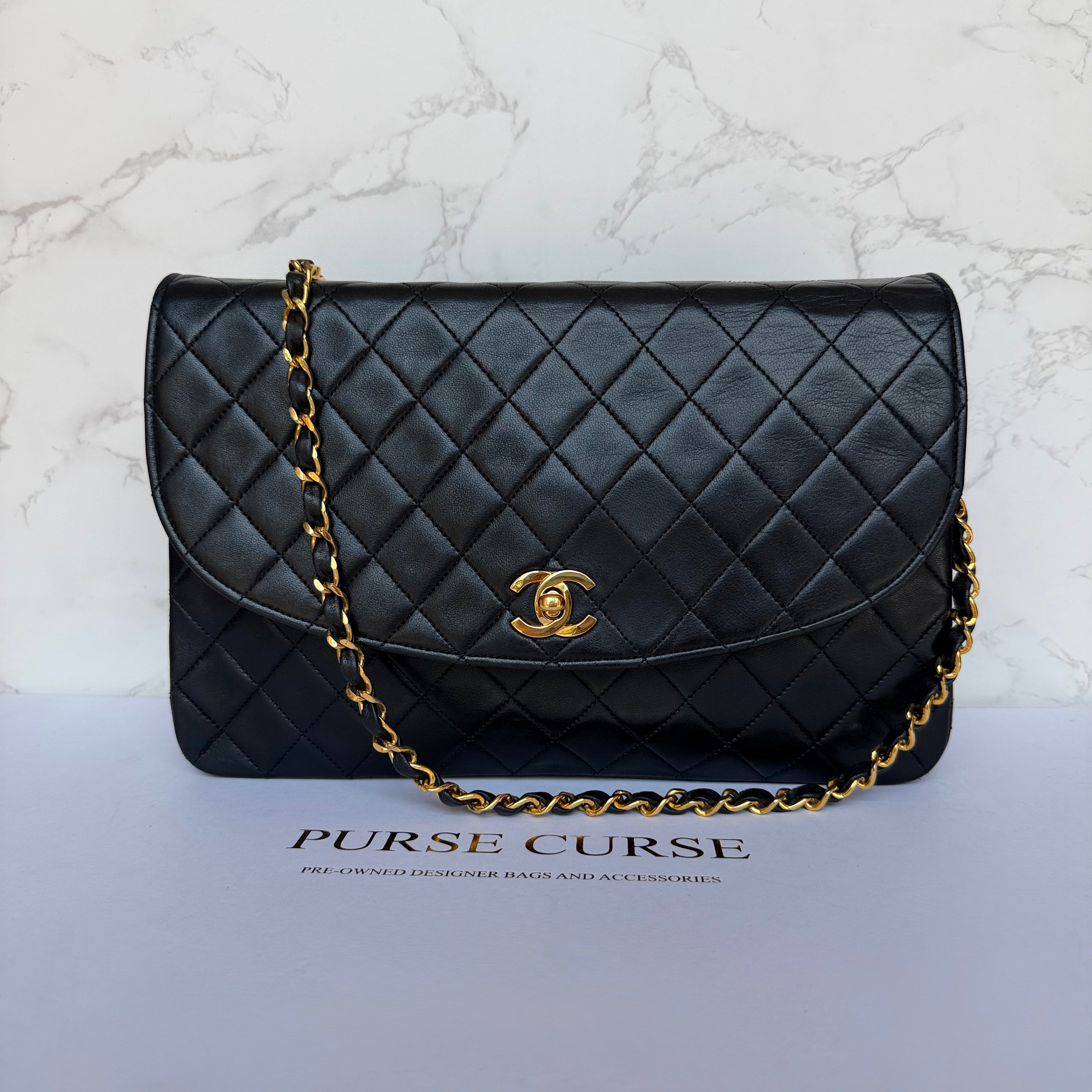 Chanel Vintage Matelassé Navy Lambskin Shoulder Bag