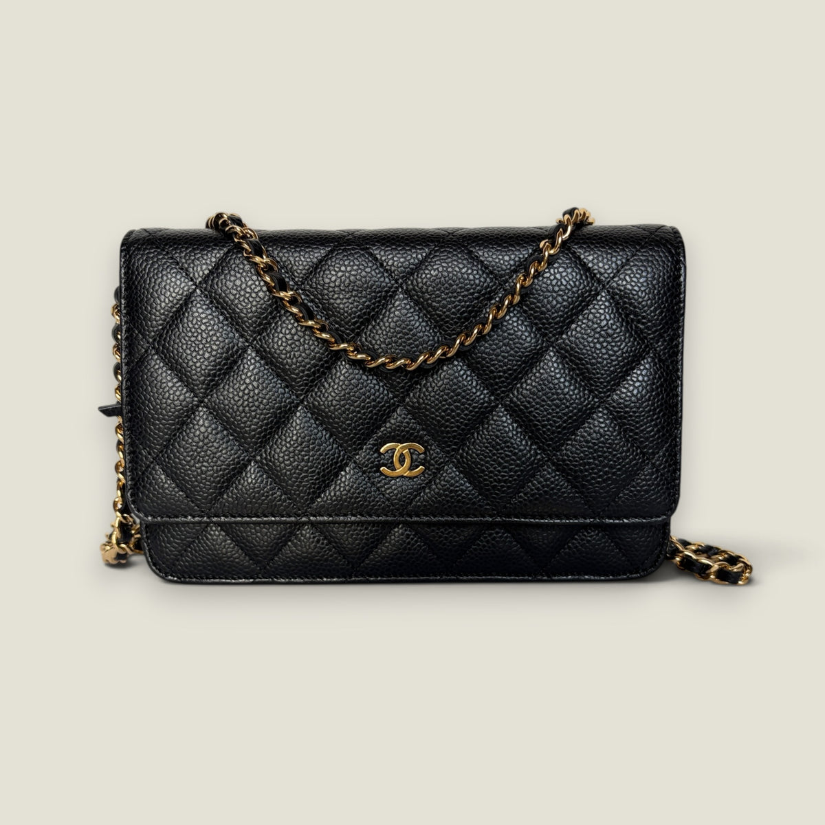Chanel wallet on chain zwart caviar leer gouden hardware - pre-owned