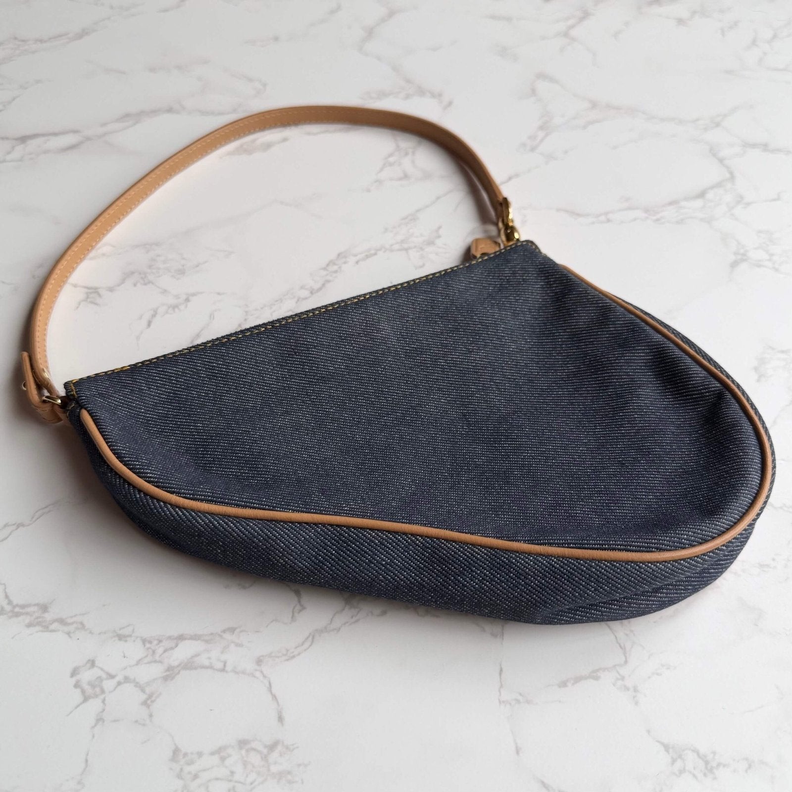 Christian Dior denim pochette saddle style