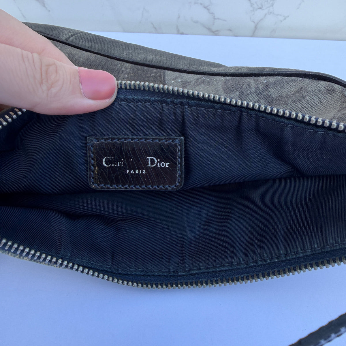Christian Dior Pre-Owned 2001 Denim-print Saddle handbag inside