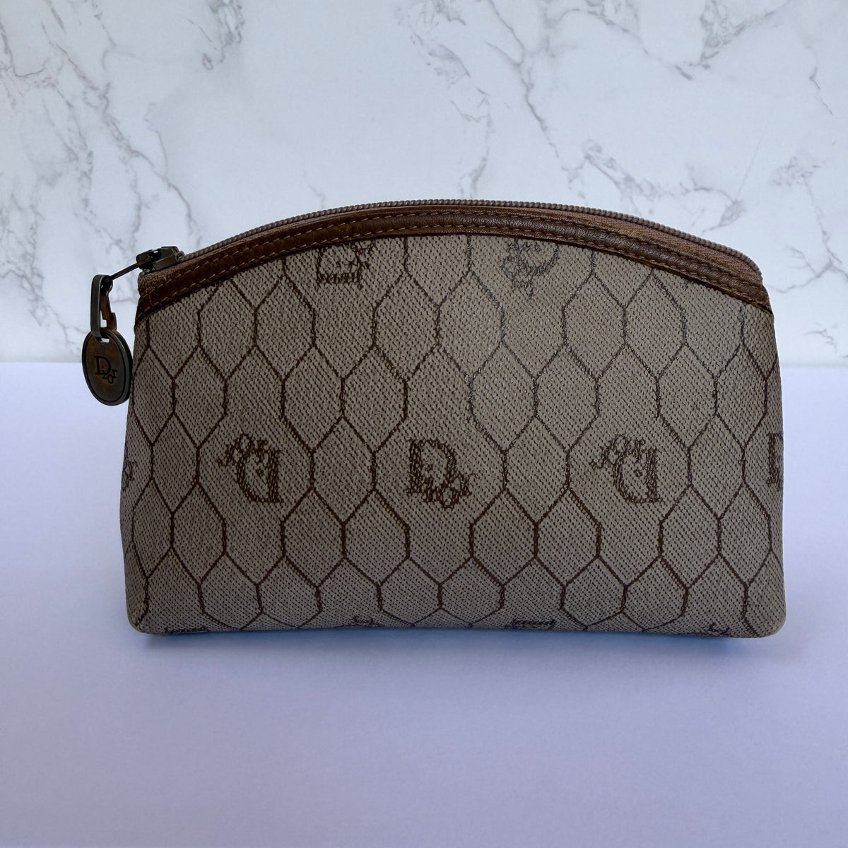 Christian Dior honeycomb coated canvas make-up tas