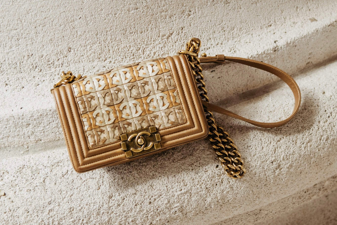 Collectors item Chanel boy bag interwoven CC logos