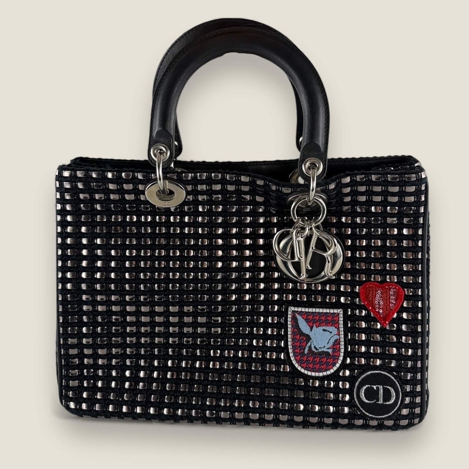 Christian Dior medium metallic tweed patch Diorissimo satchel