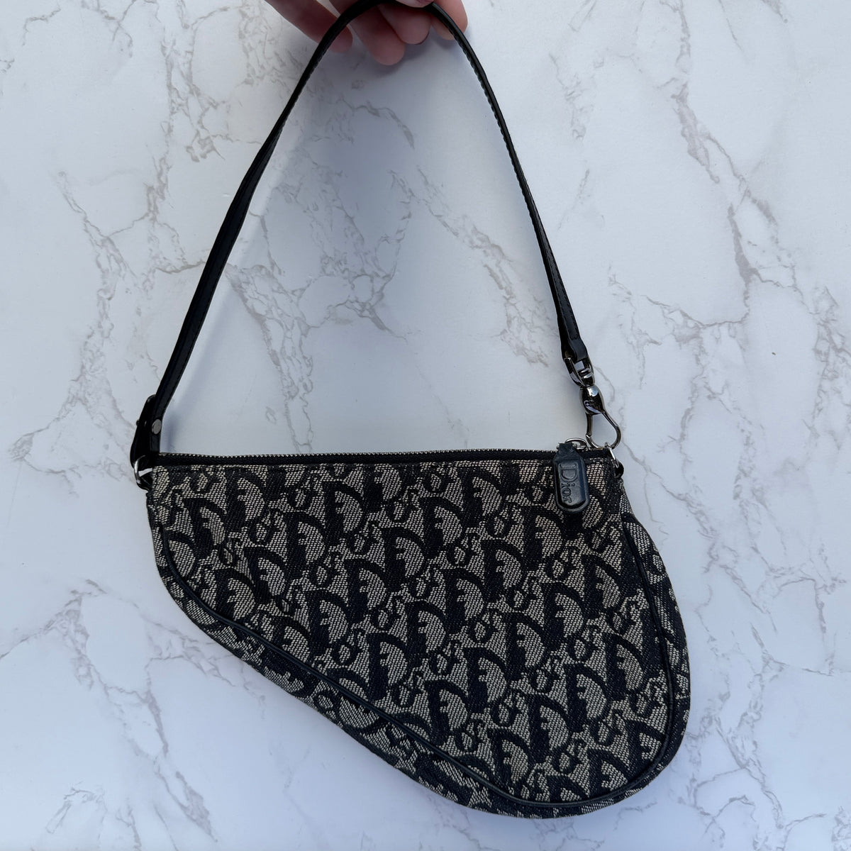 Dior Diorissimo saddle pochette zwart tweedehands