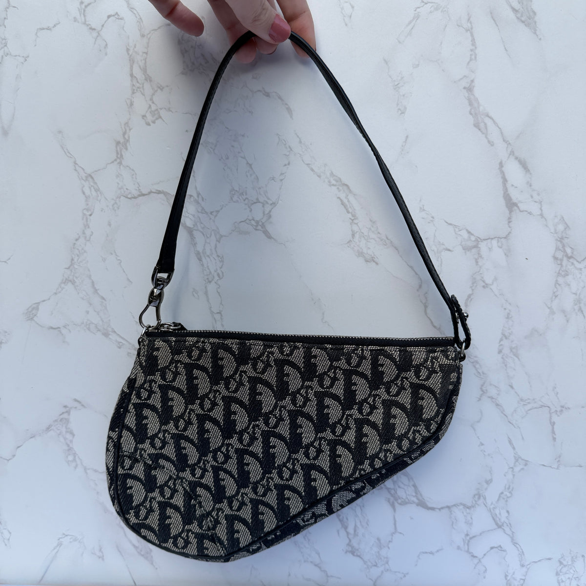 Dior Diorissimo saddle pochette zwart zilveren hardware