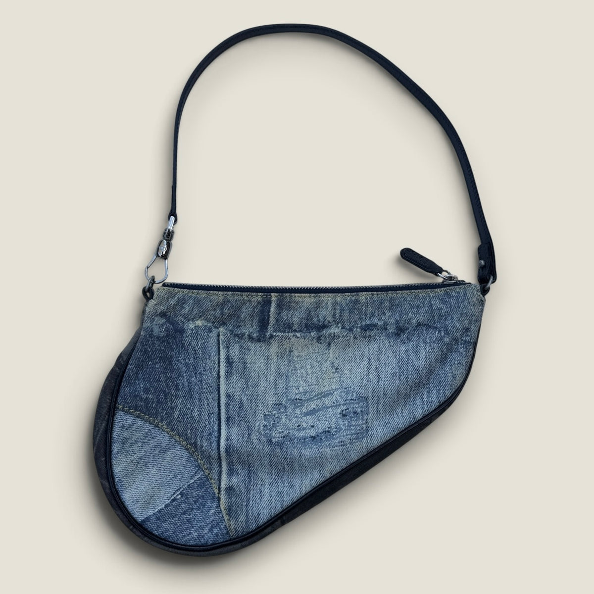 Dior printed denim saddle pochette stof