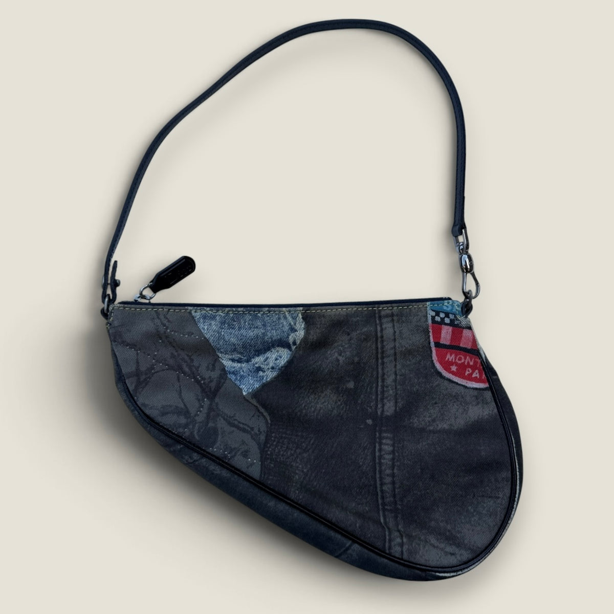 Dior printed denim saddle pochette stof pre-owned
