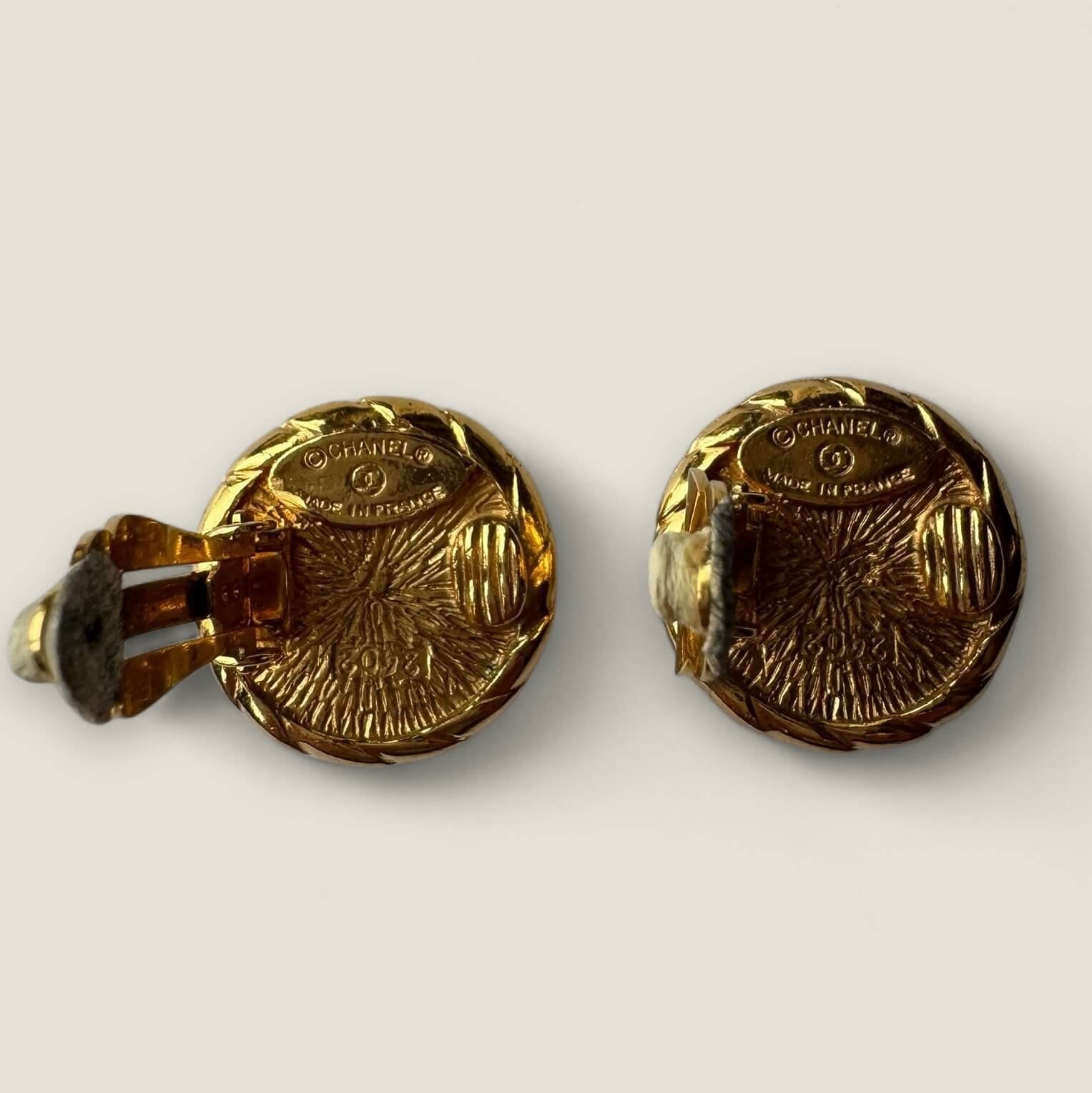 Authentic Chanel gold pearl earrings