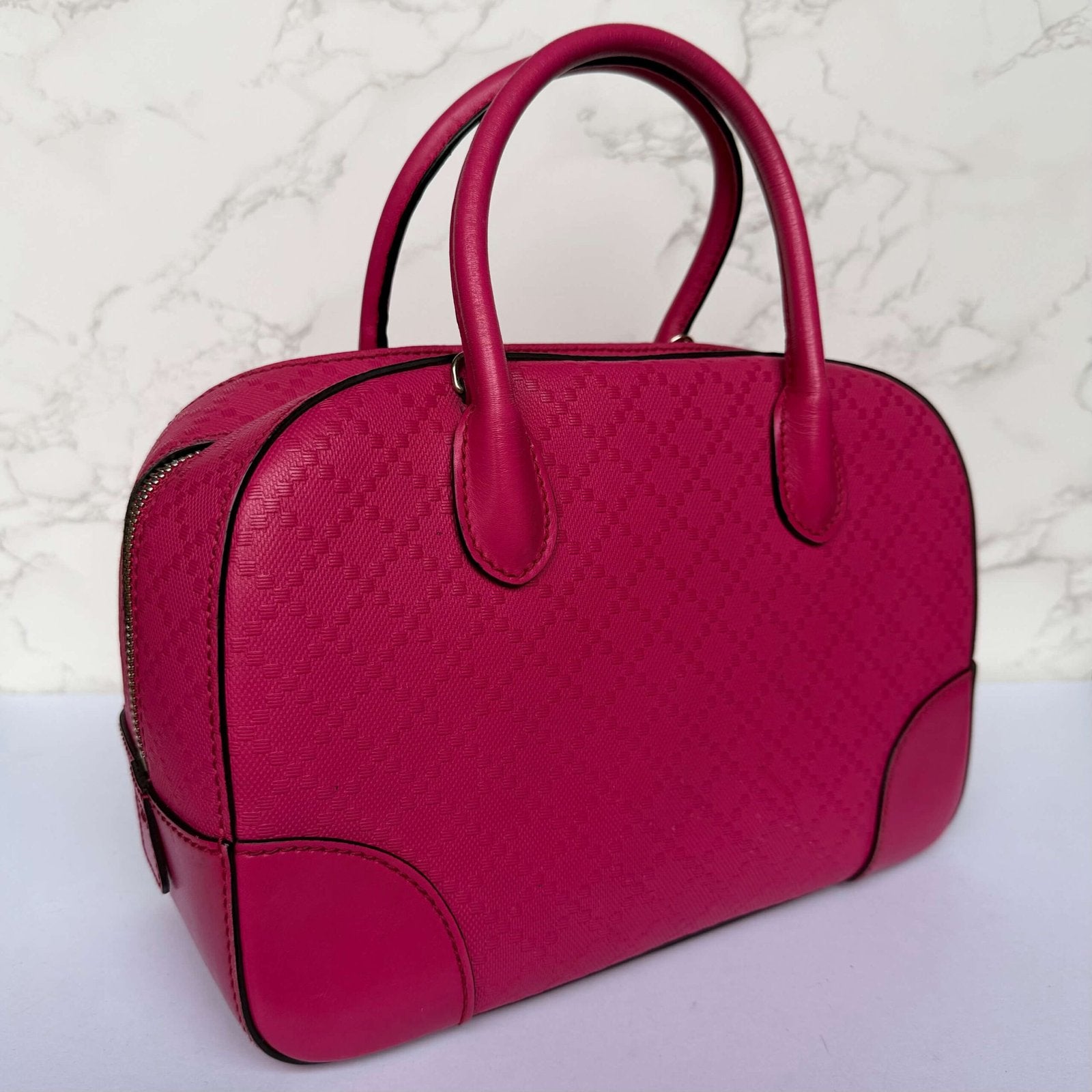 Gucci Diamanté Bright Leather Satchel pink crossbody option