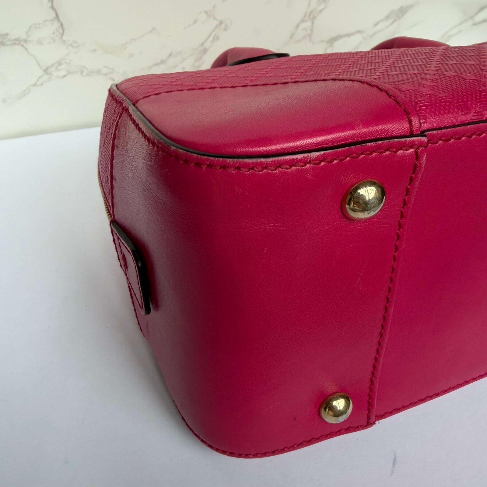Gucci Diamanté Bright Leather Satchel pink hardware detail