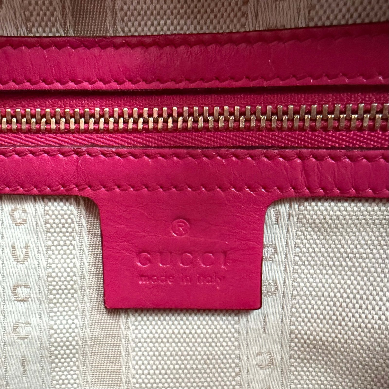Gucci Diamanté bag pink authenticity detail serial number