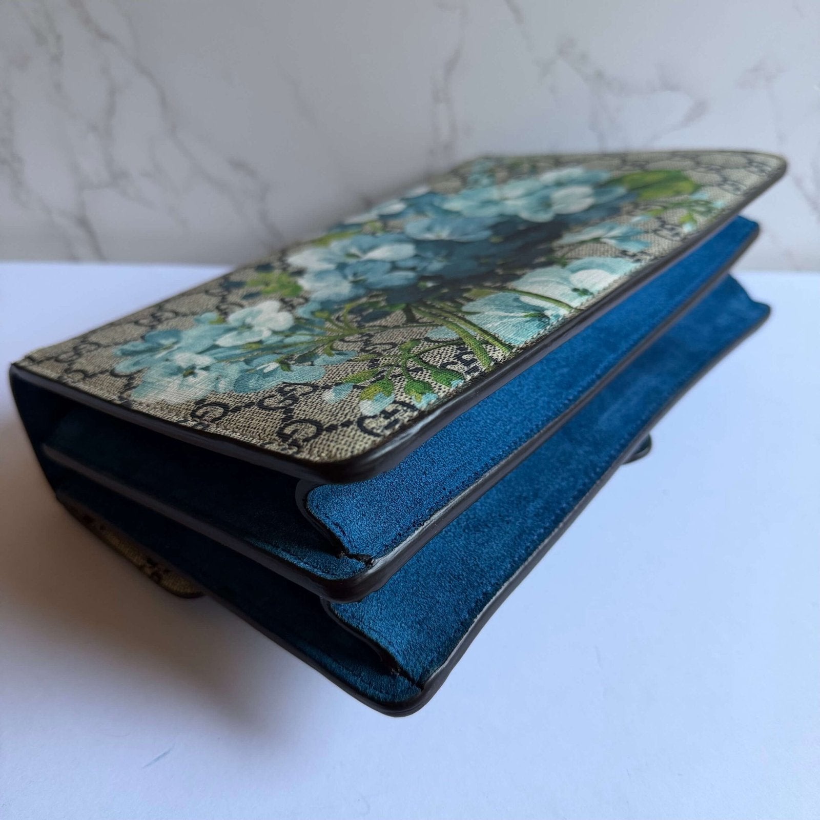 Gucci Dionysus blauwe bloemen tas