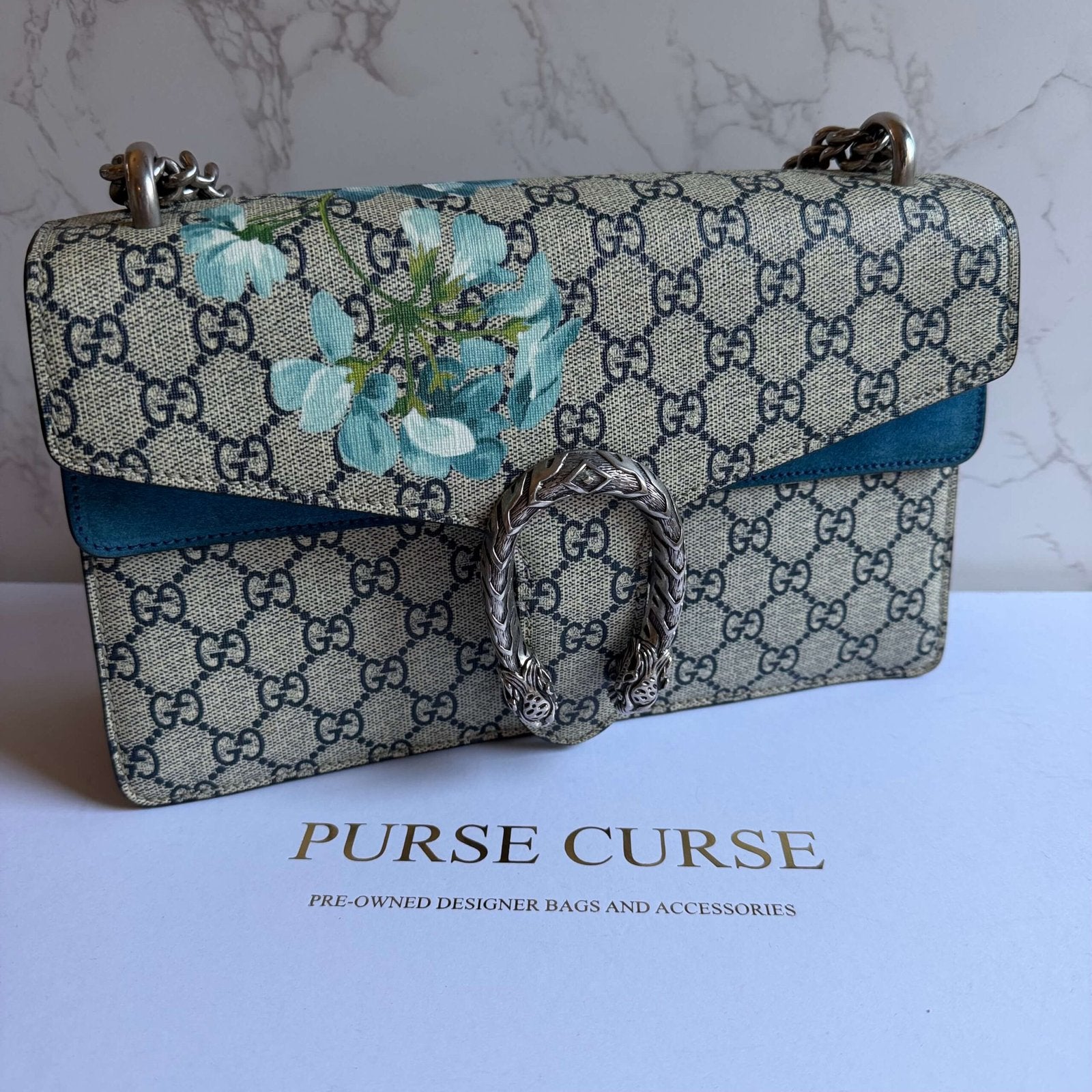 Gucci Dionysus bloemen blauw tas