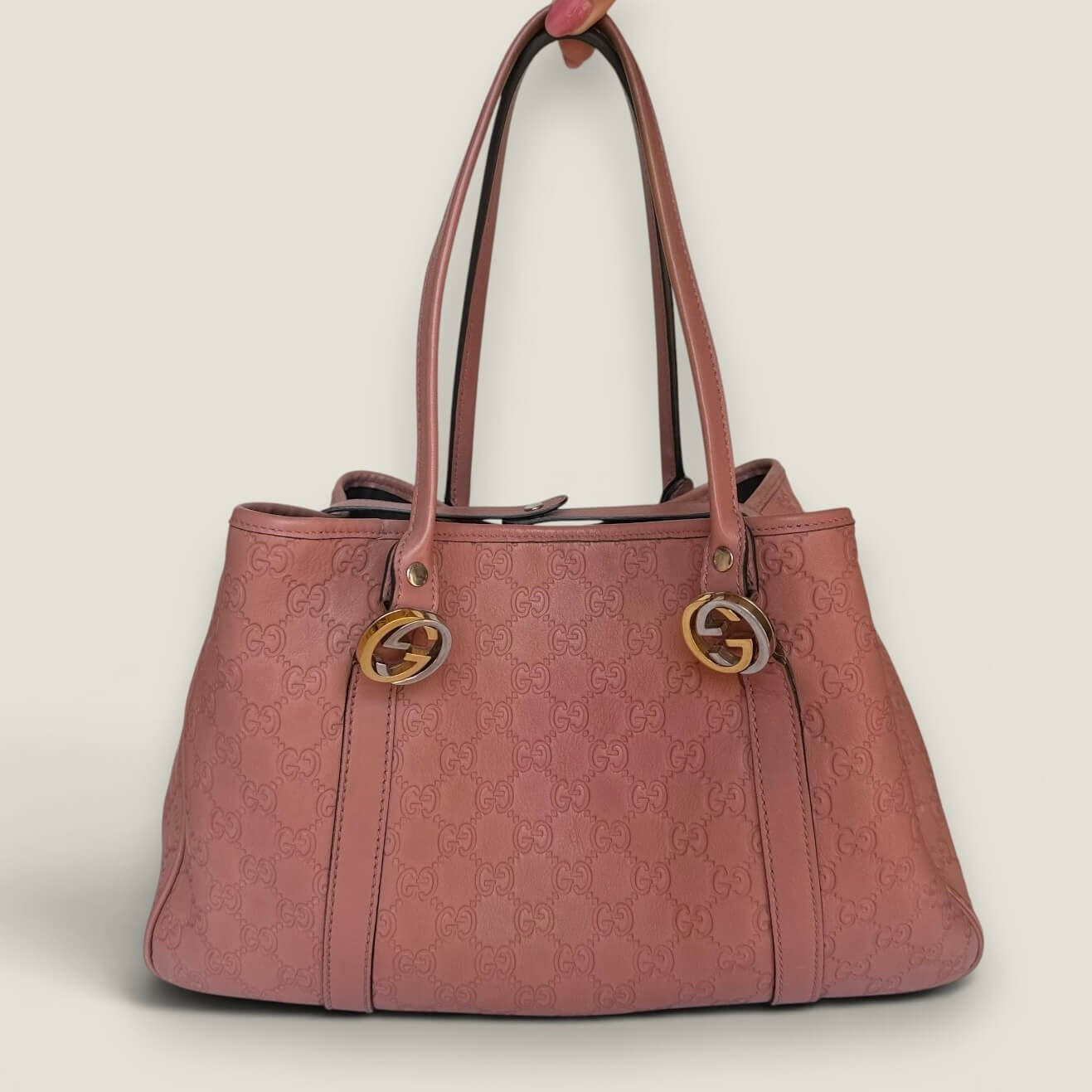 Gucci Guccissima Twins tote bag roze leer