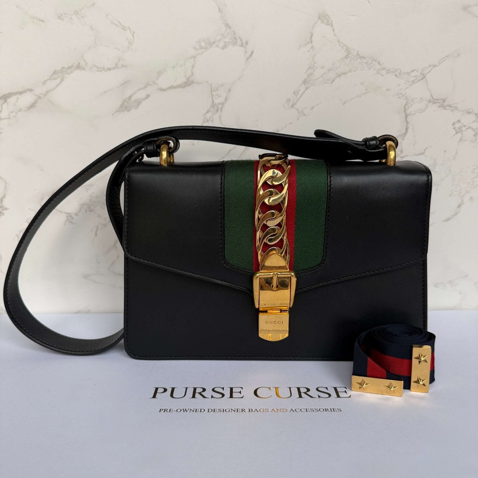 Gucci Small Sylvie black calfskin leather