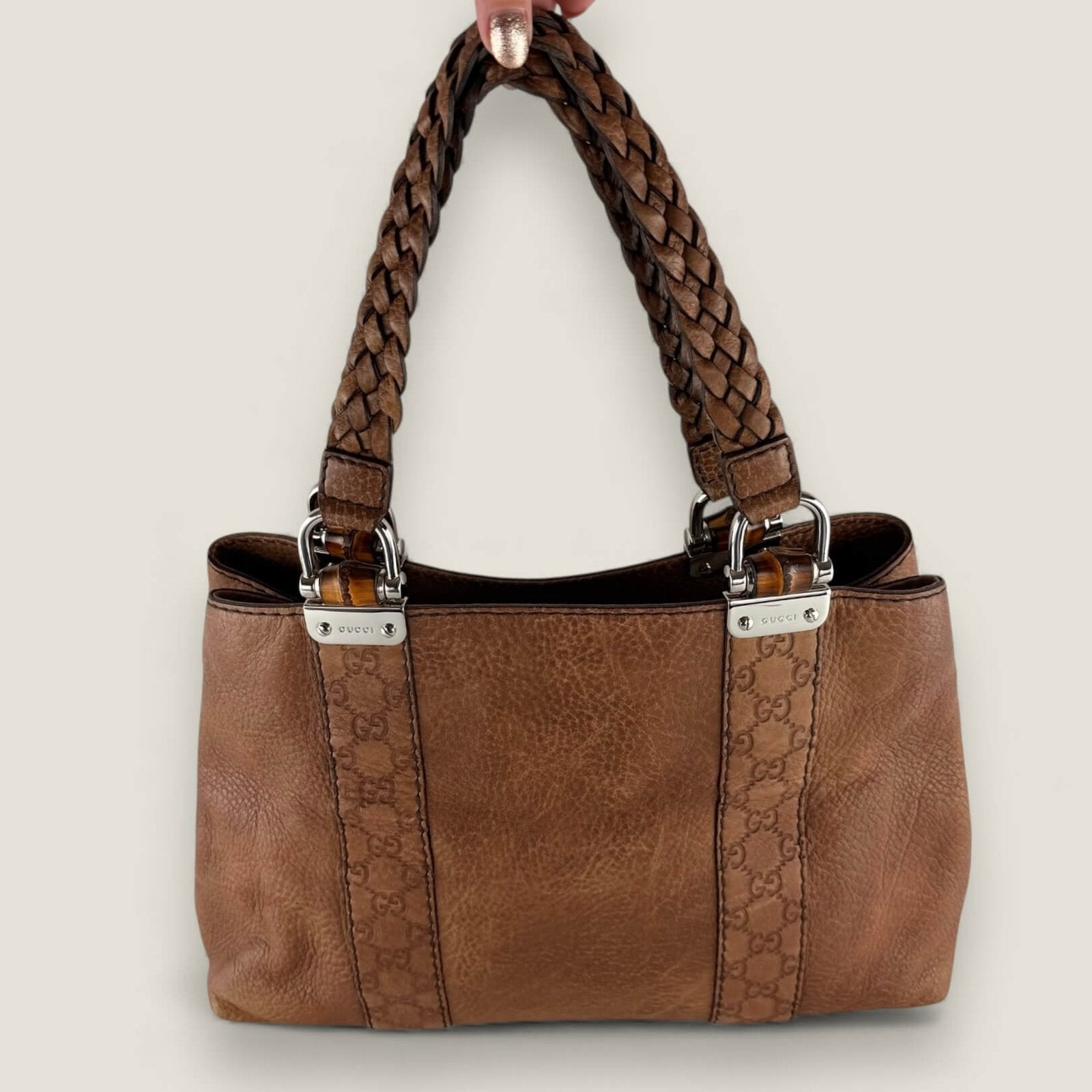 Gucci bamboo libeccio handtas achterkant