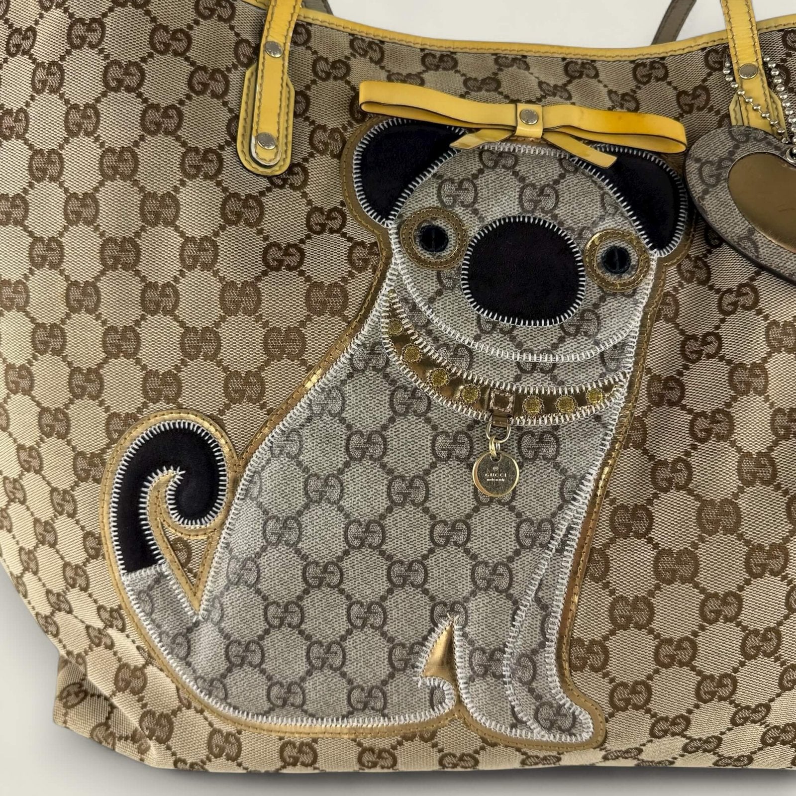 Gucci gg supreme canvas tote bag met hond