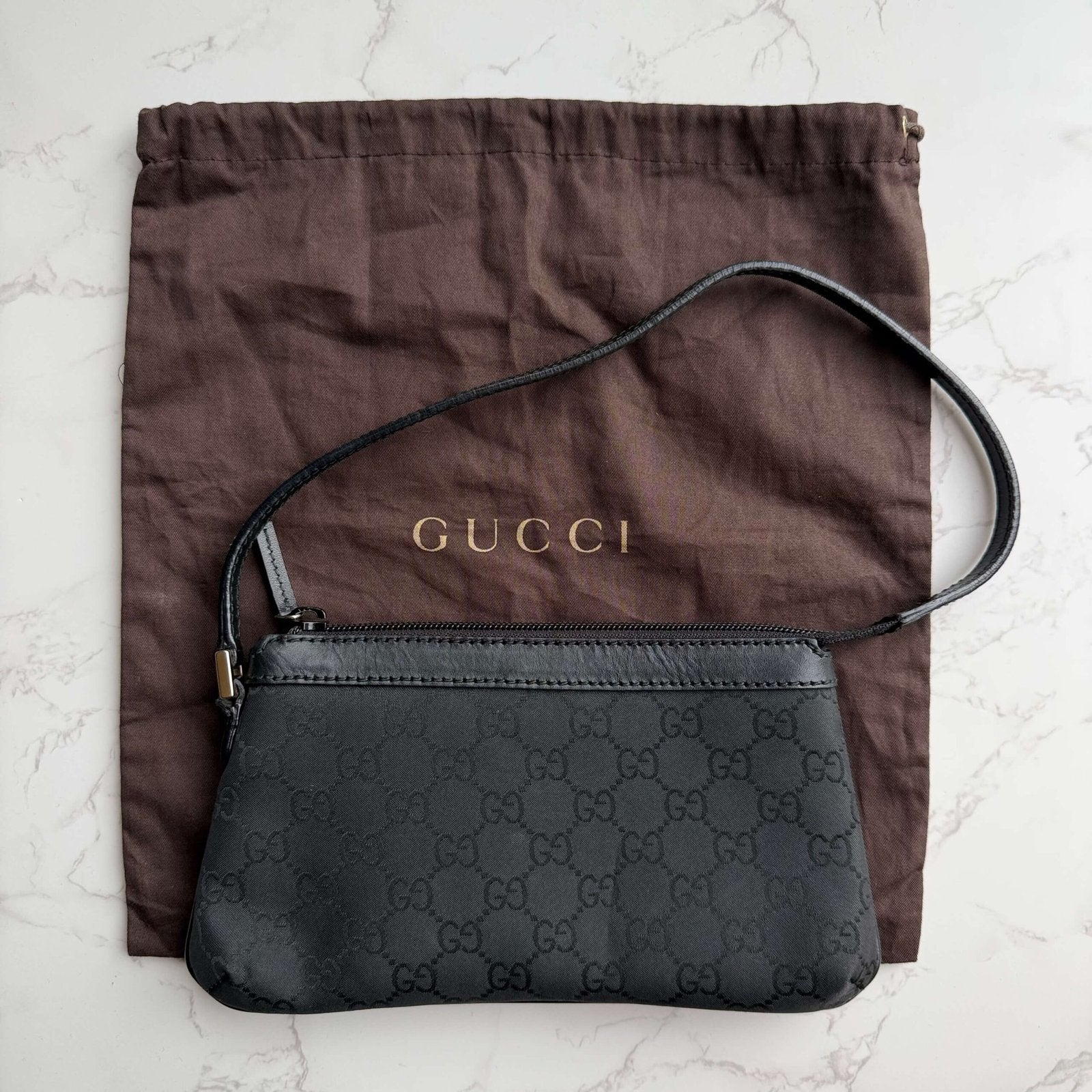 Gucci mini schoudertas zwart GG supreme - pre-owned