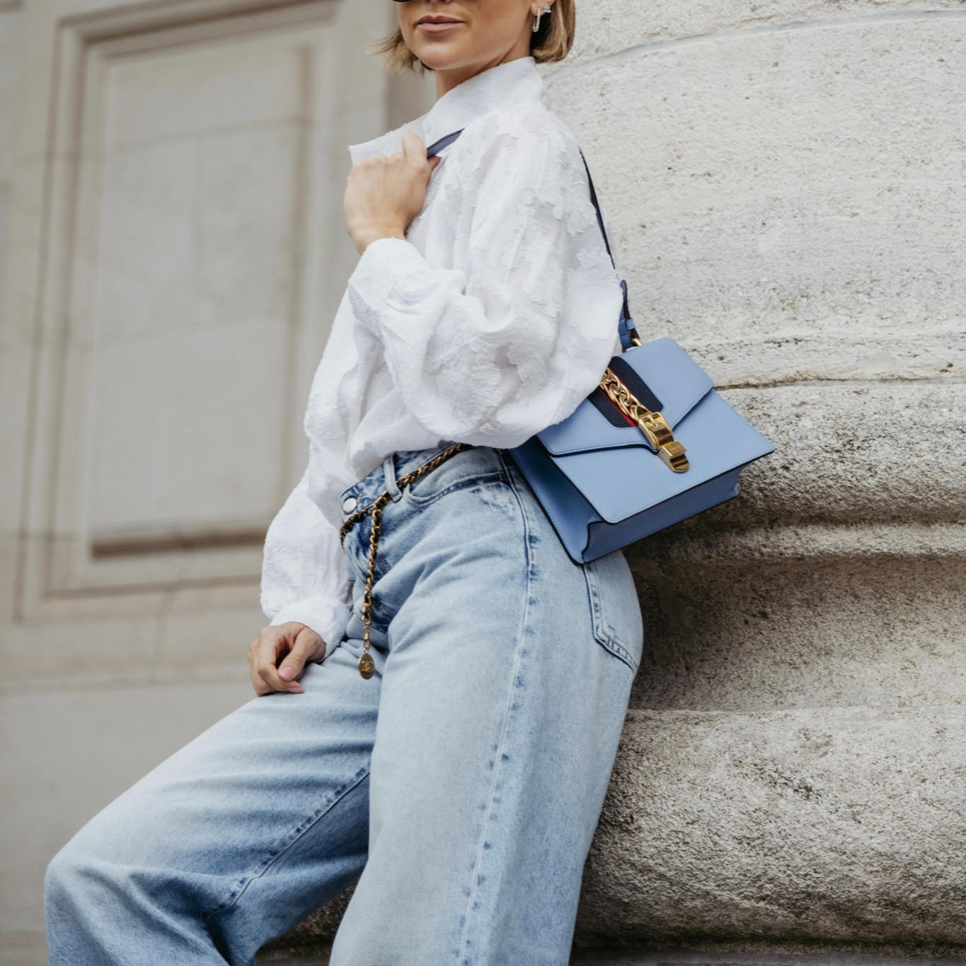 Gucci Sylvie blauw leer