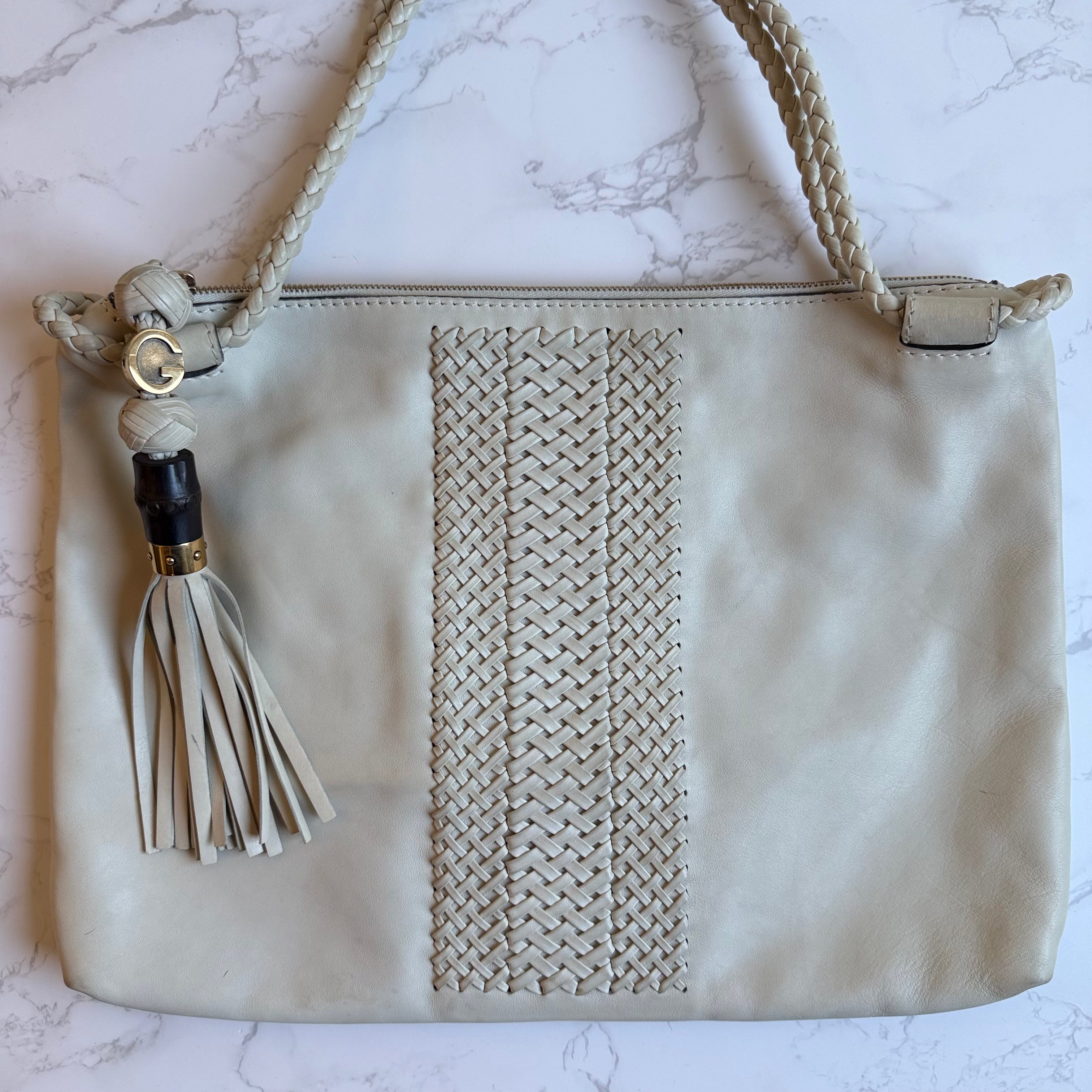 Gucci handcrafted leather tote close up
