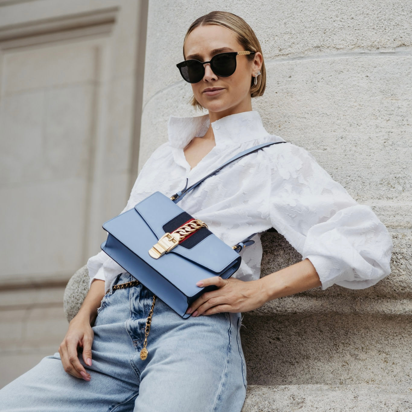 Gucci small Sylvie blauw leer