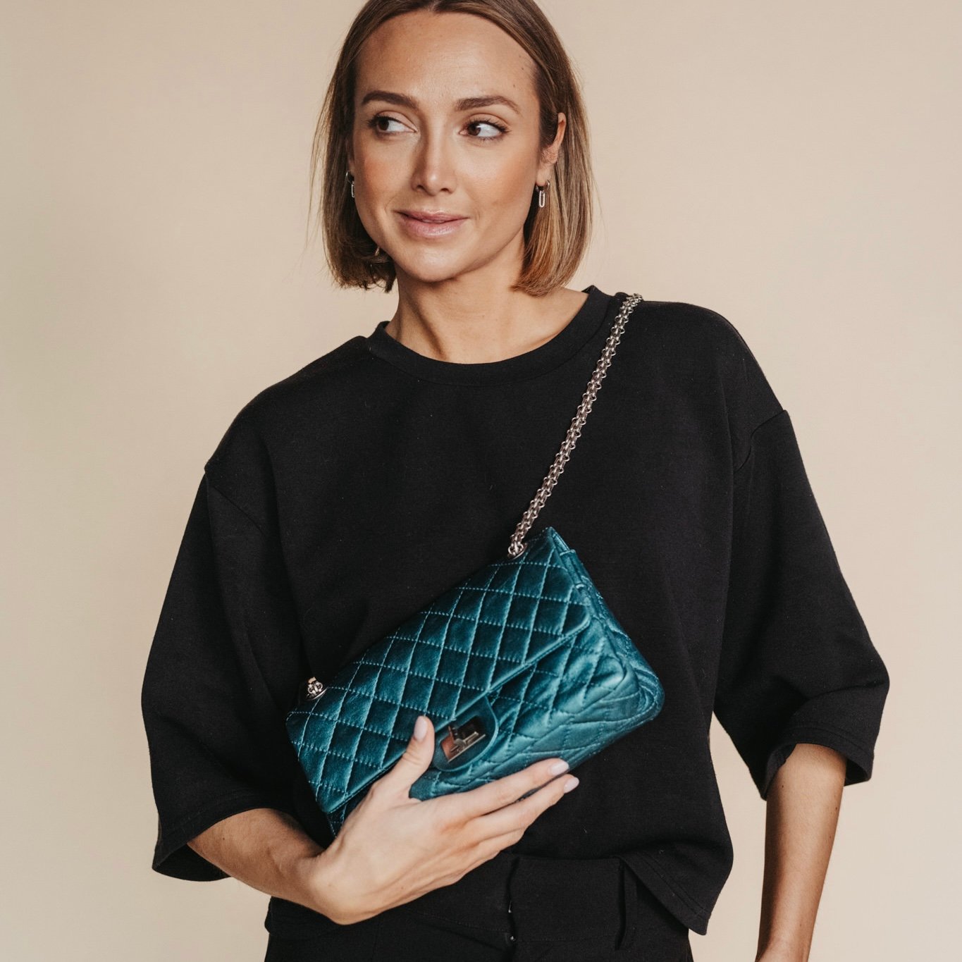 Chanel reissue 225 metallic blauw schoudertas