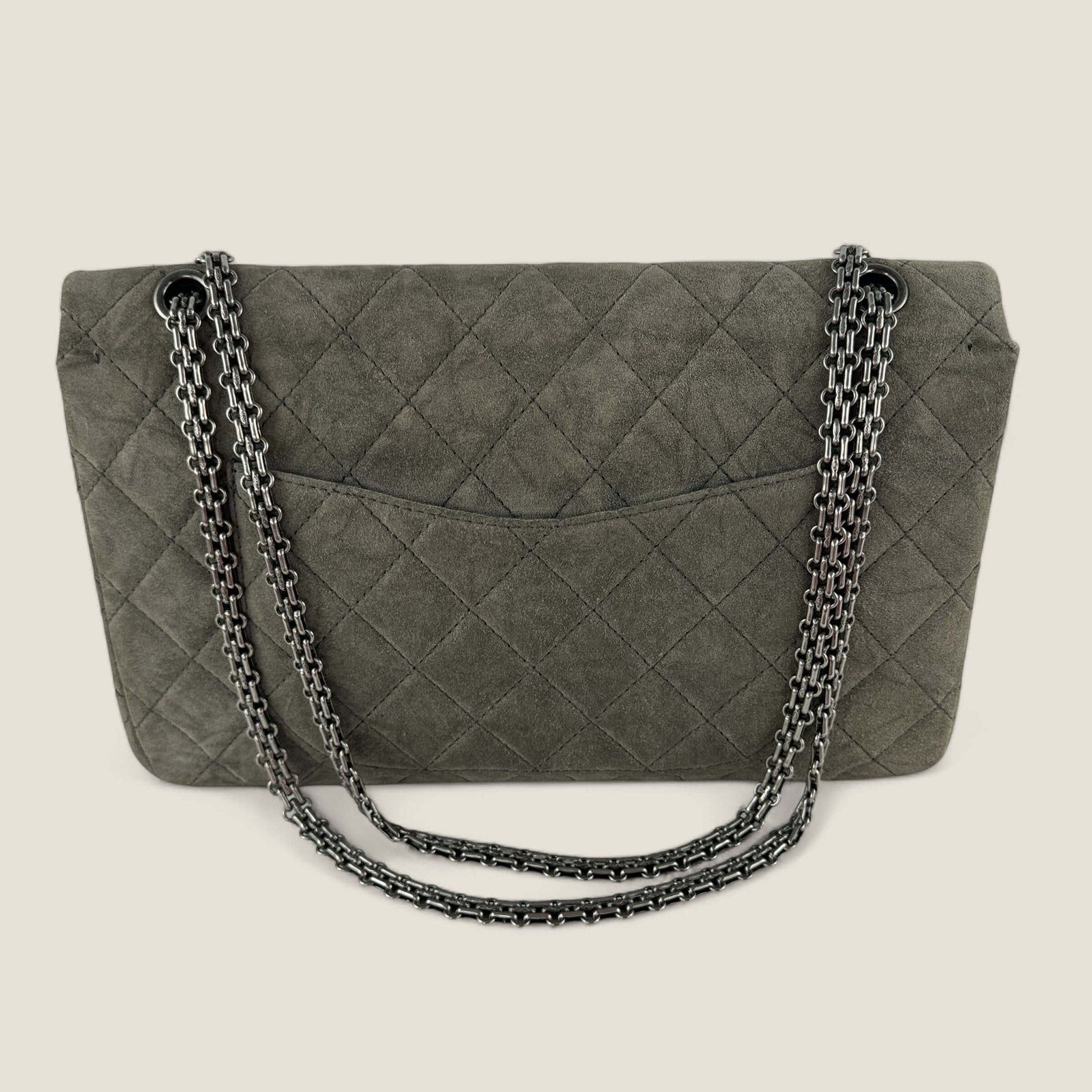 Classic Chanel handbag grey suede used