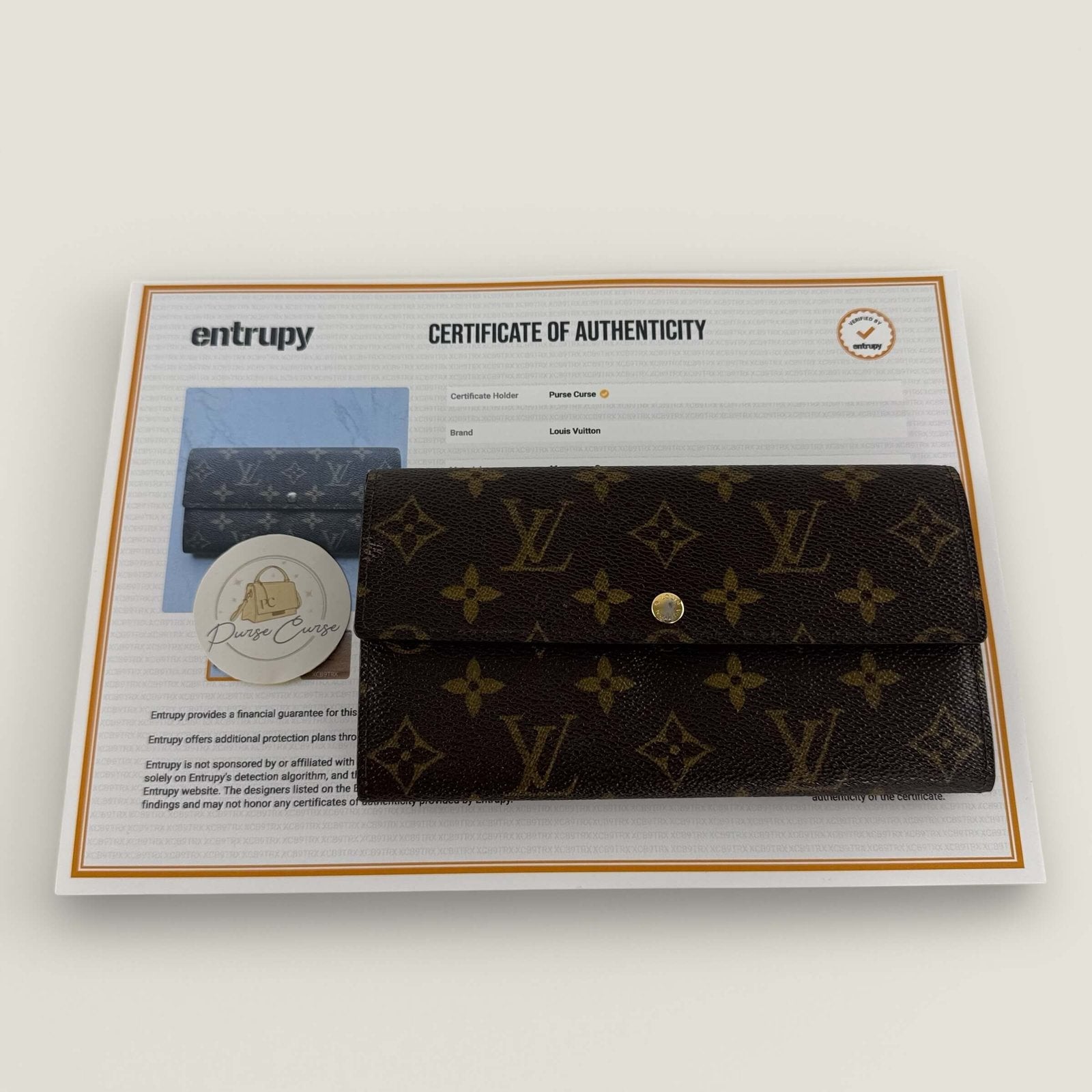 Louis Vuitton authentic wallet large model with Entrupy certificate