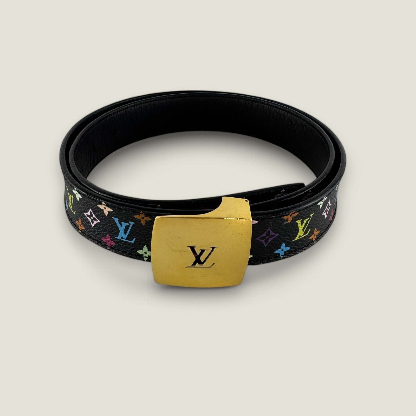 Louis Vuitton x Takashi Murakami multicolor riem zwart maat 85:34