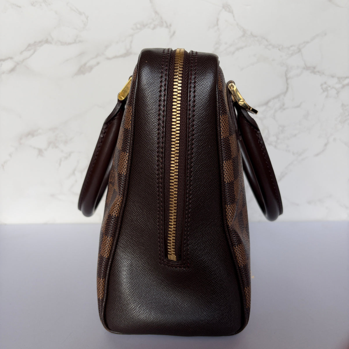 Louis Vuitton damier ebene Brera preloved  zijkant 