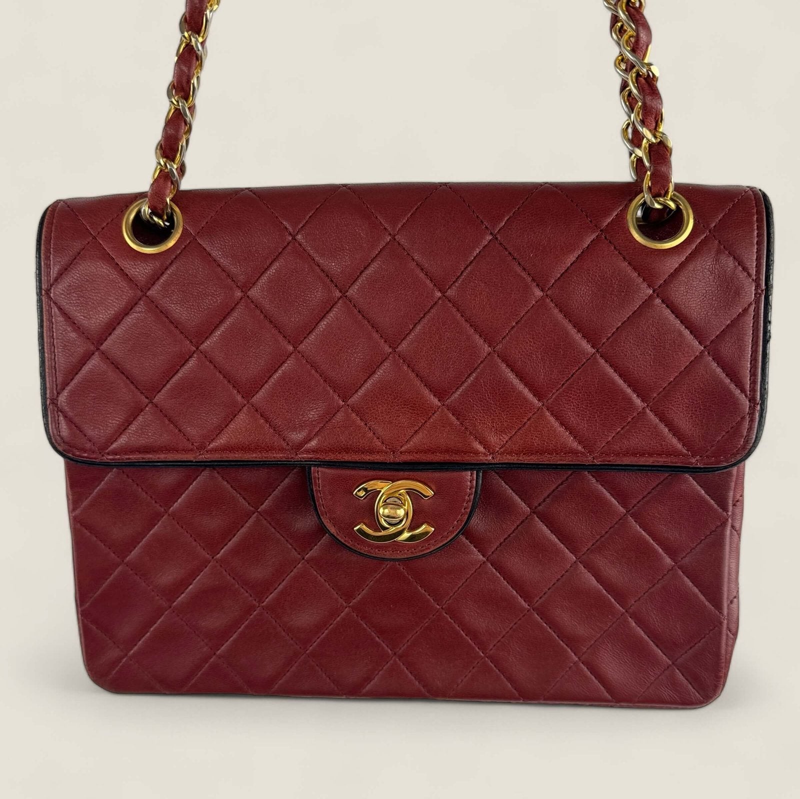 Pre-owned Chanel medium tall single flap red lambskin