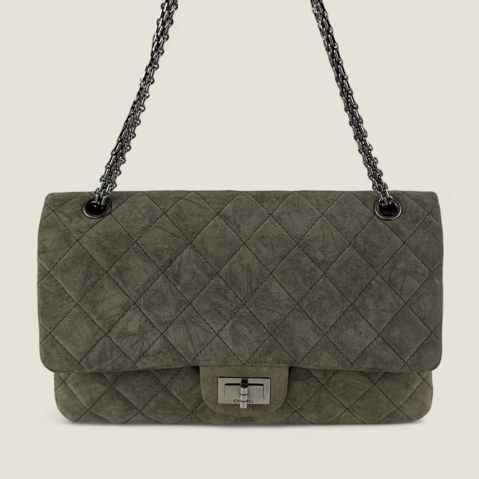Preloved Chanel 2.55 Reissue 227 bag grey suede